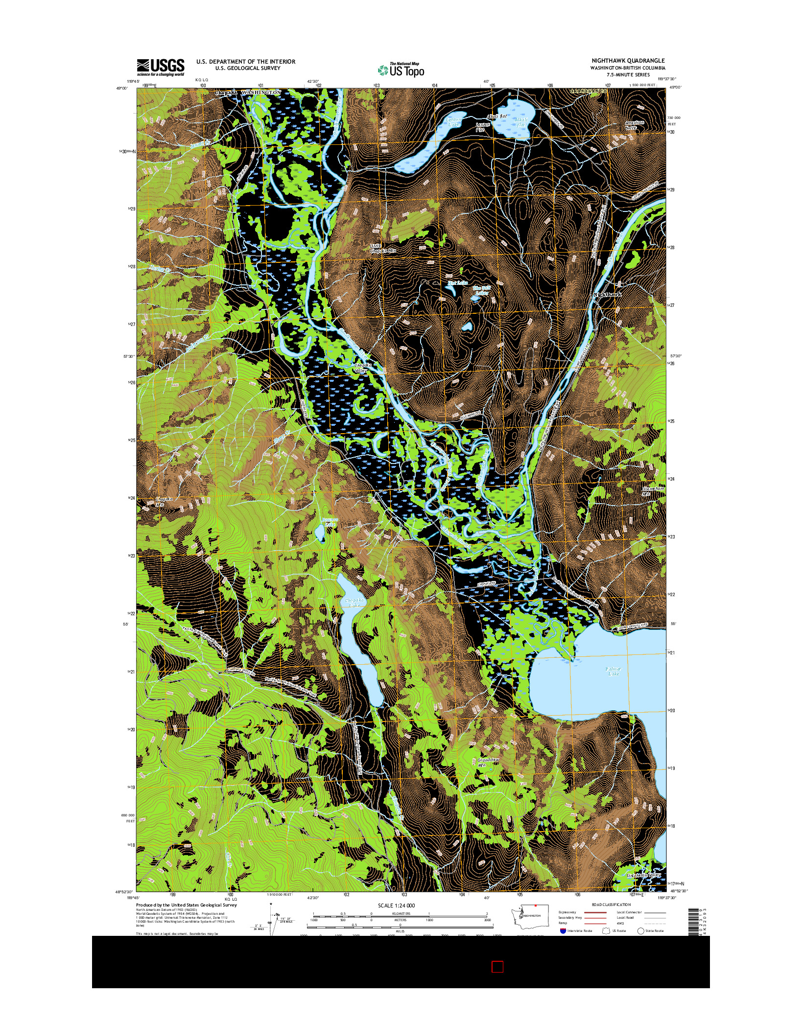 USGS US TOPO 7.5-MINUTE MAP FOR NIGHTHAWK, WA-BC 2017