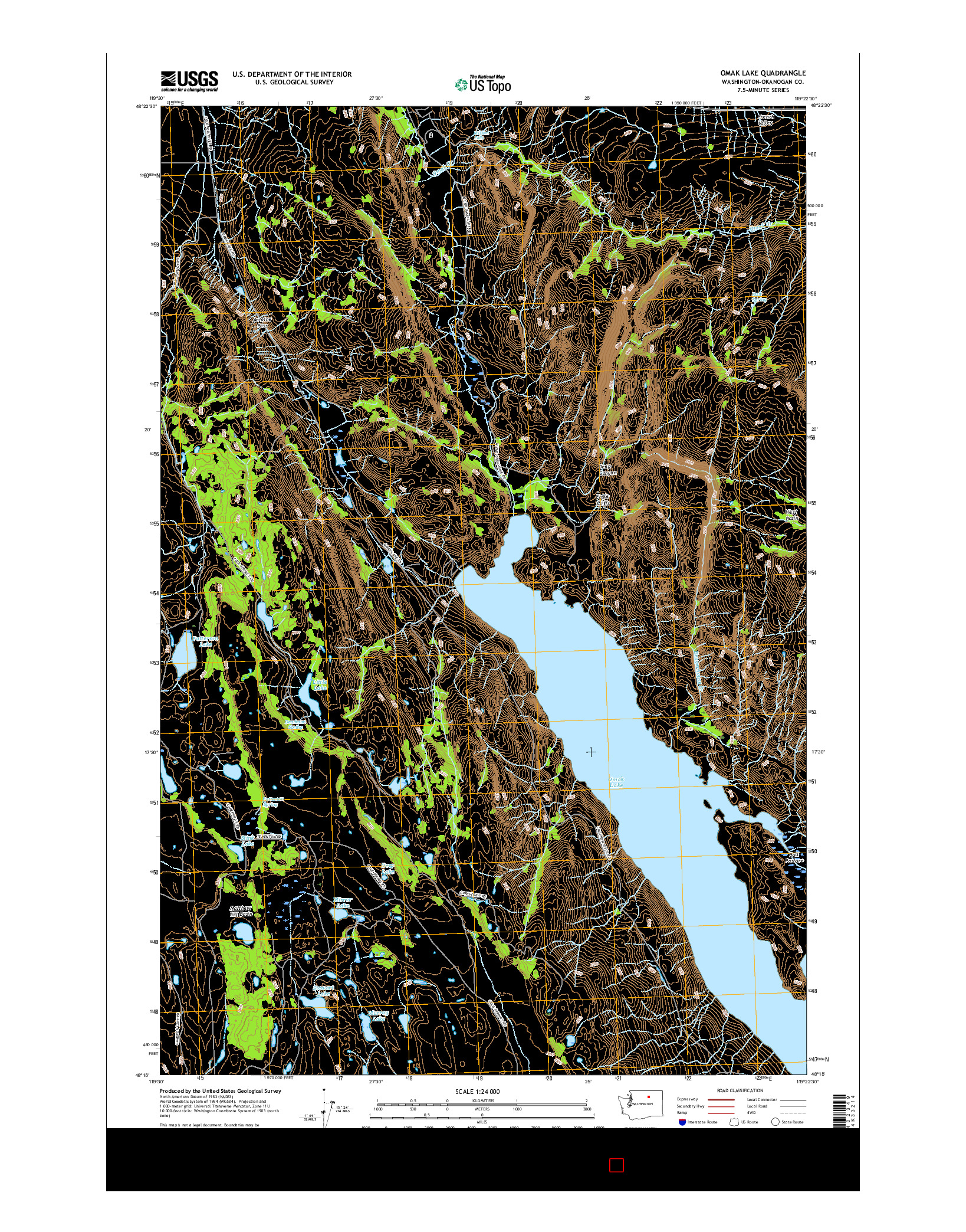 USGS US TOPO 7.5-MINUTE MAP FOR OMAK LAKE, WA 2017