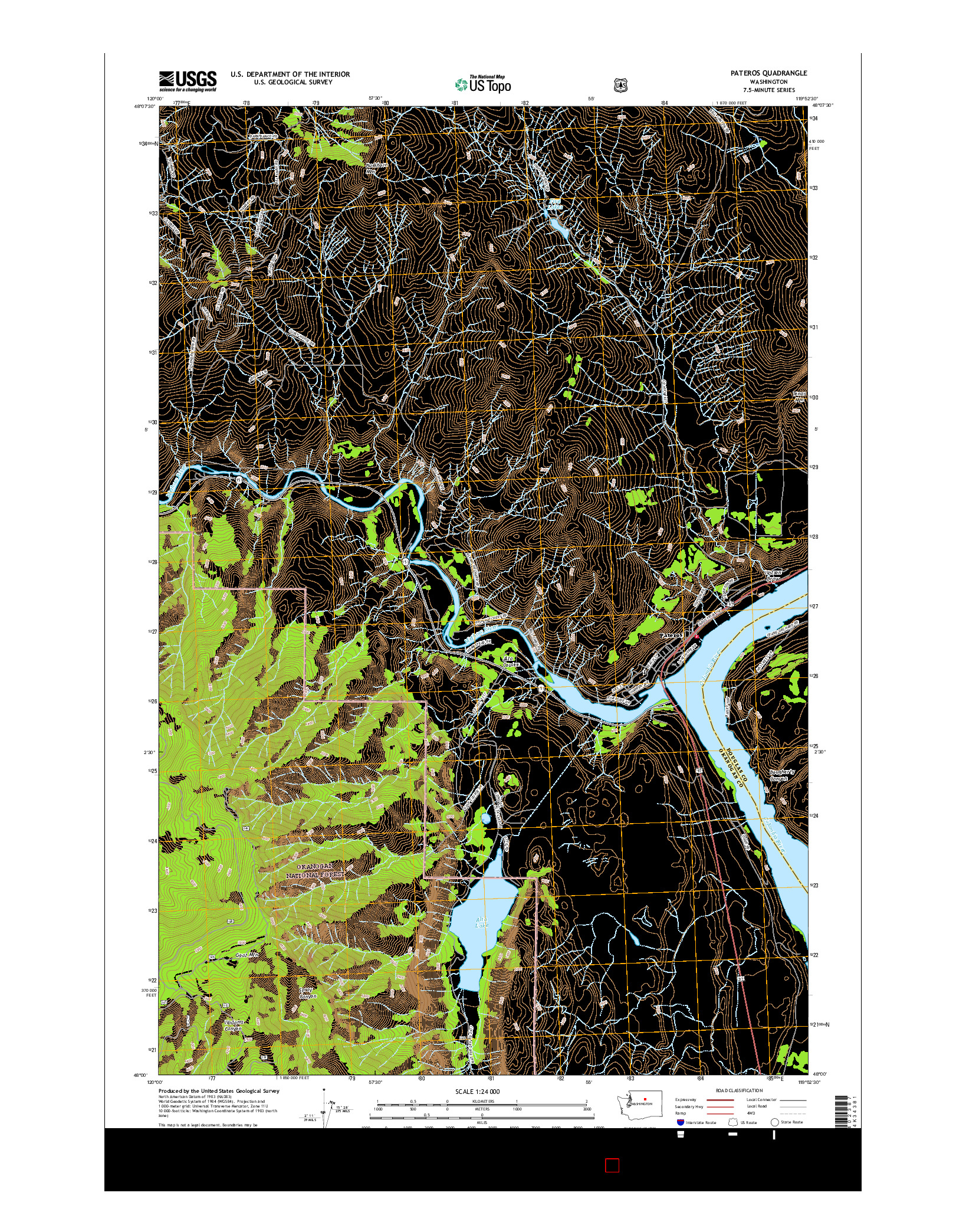 USGS US TOPO 7.5-MINUTE MAP FOR PATEROS, WA 2017