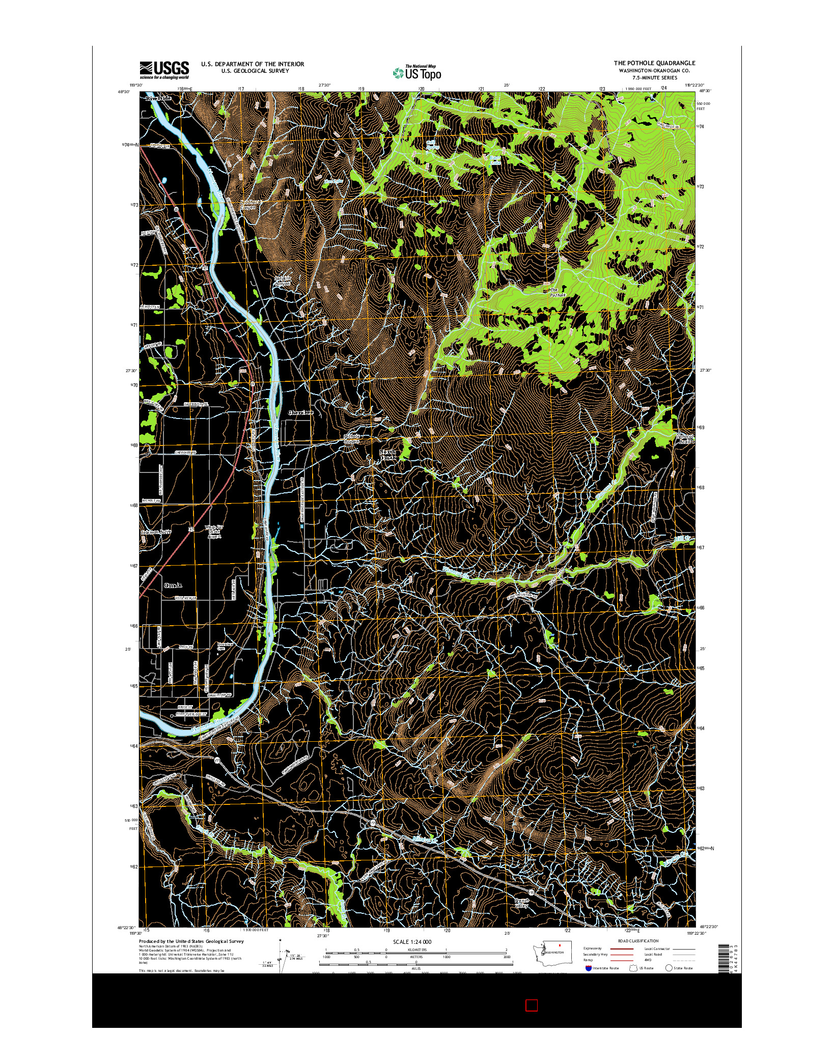 USGS US TOPO 7.5-MINUTE MAP FOR THE POTHOLE, WA 2017