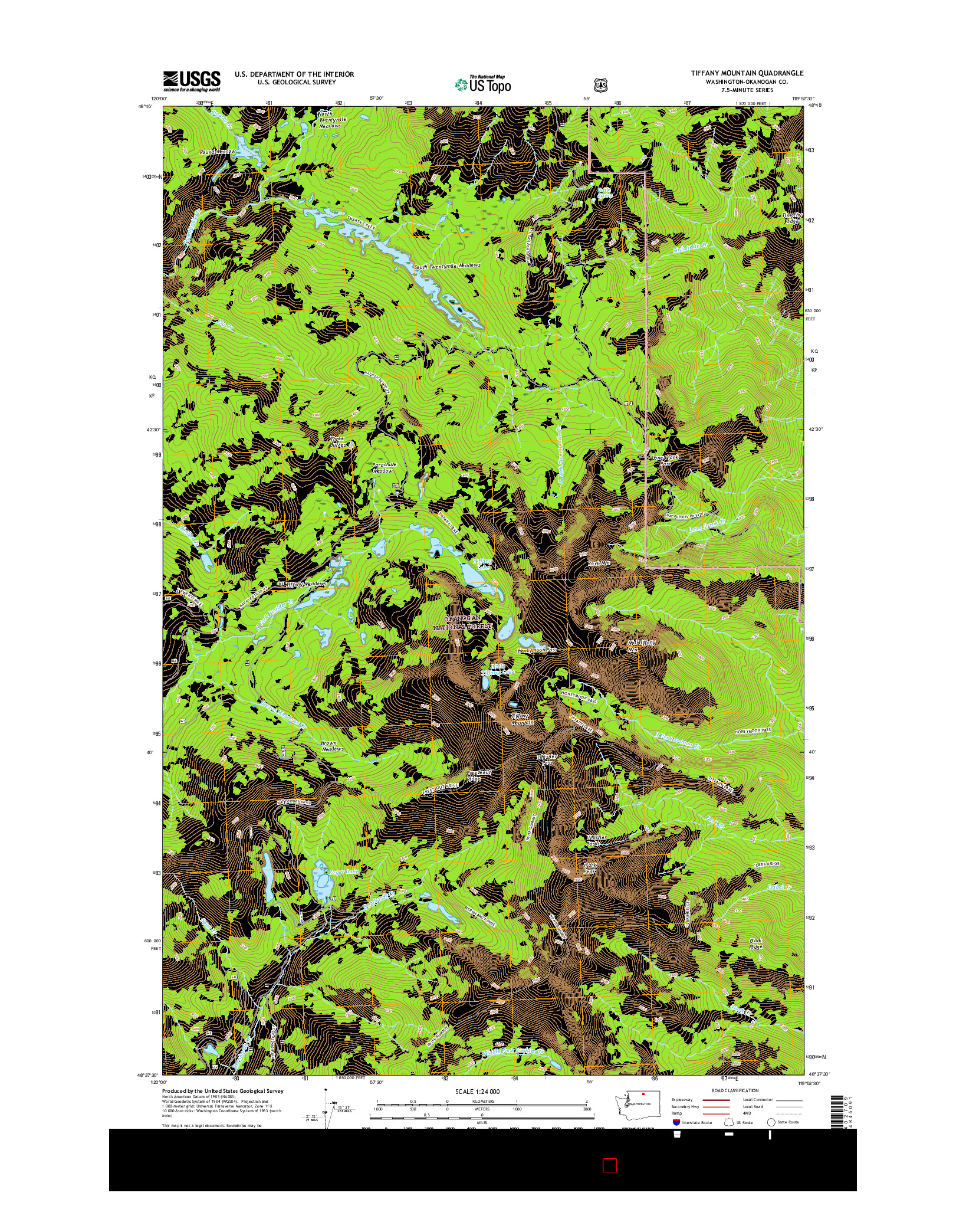 USGS US TOPO 7.5-MINUTE MAP FOR TIFFANY MOUNTAIN, WA 2017