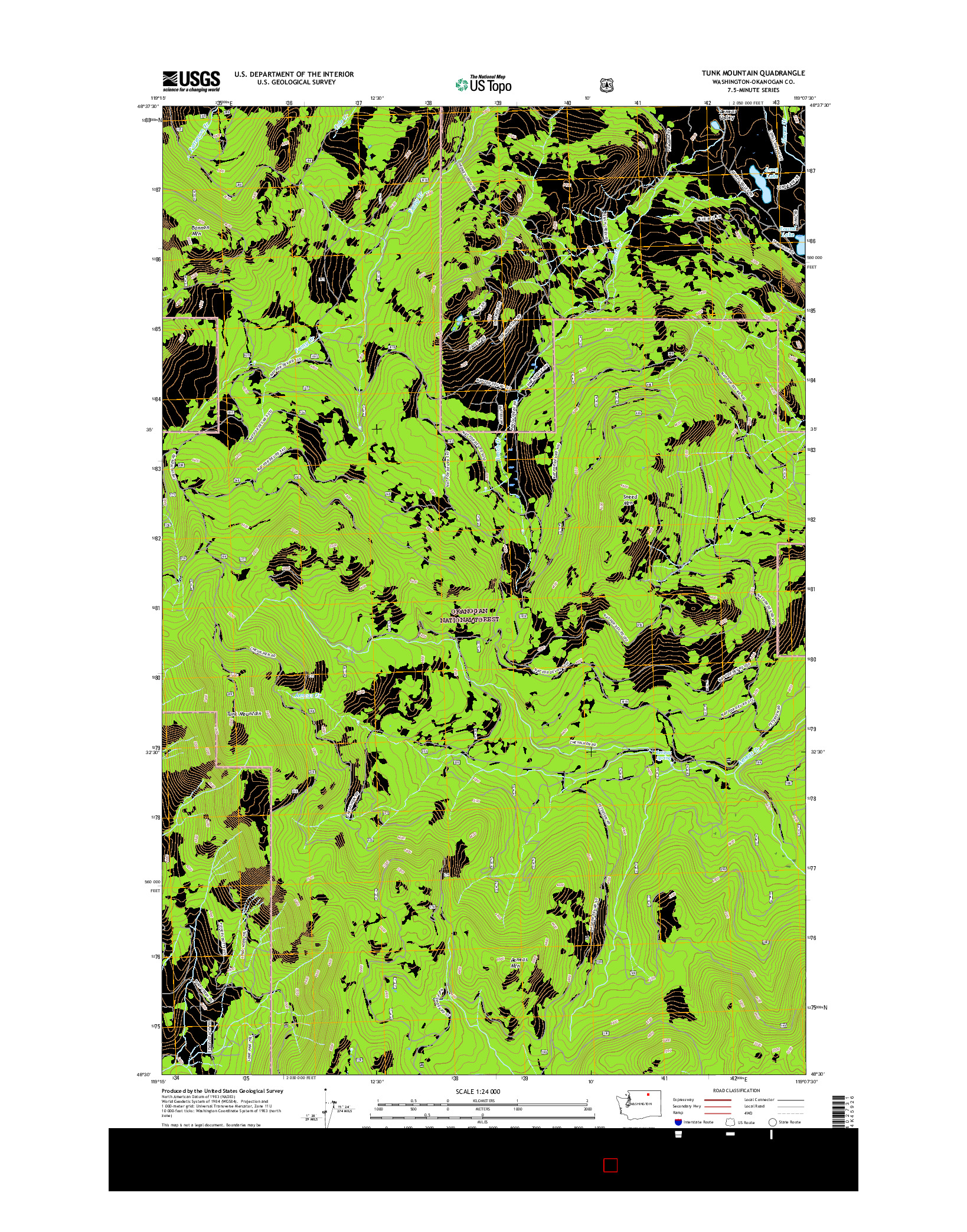 USGS US TOPO 7.5-MINUTE MAP FOR TUNK MOUNTAIN, WA 2017