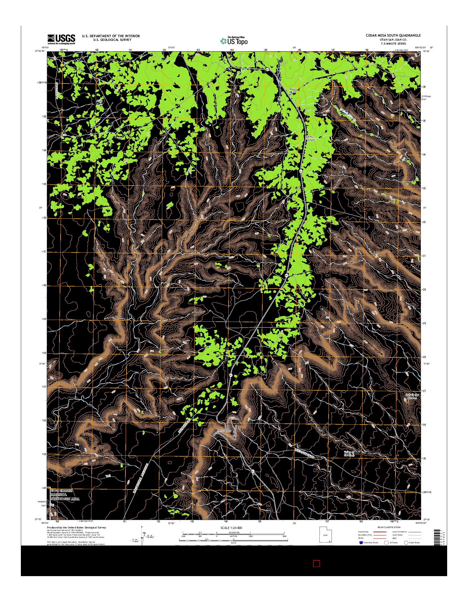 USGS US TOPO 7.5-MINUTE MAP FOR CEDAR MESA SOUTH, UT 2017