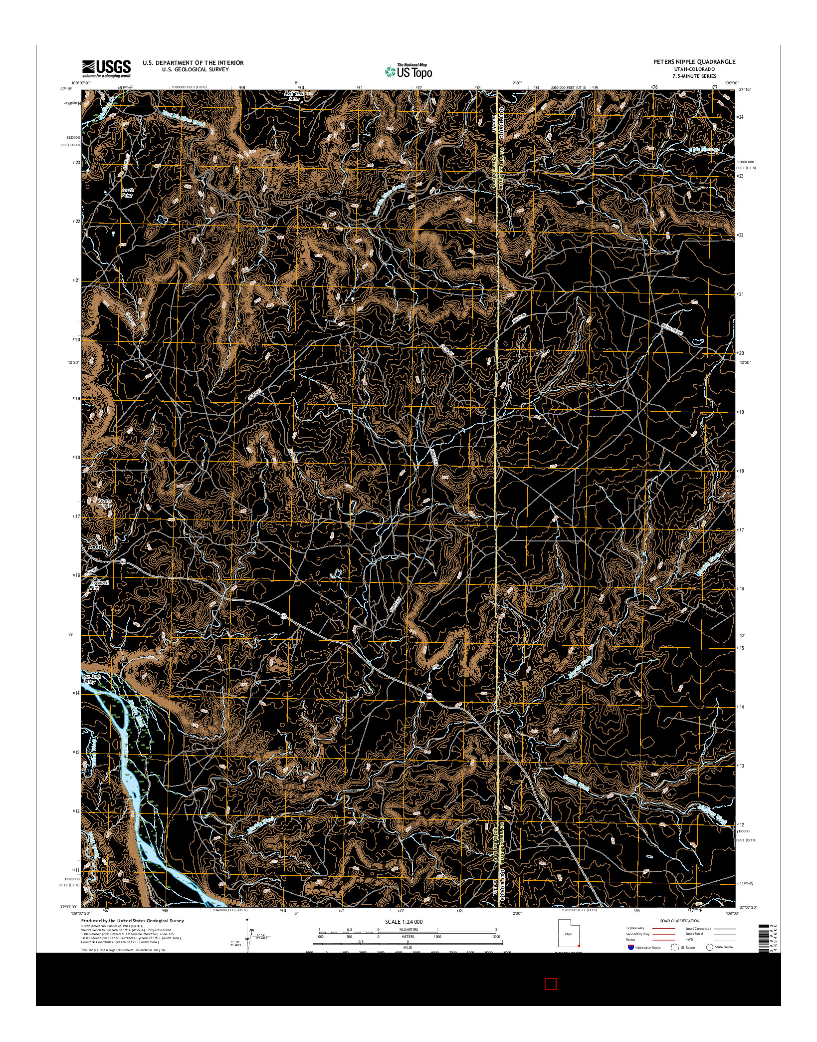 USGS US TOPO 7.5-MINUTE MAP FOR PETERS NIPPLE, UT-CO 2017