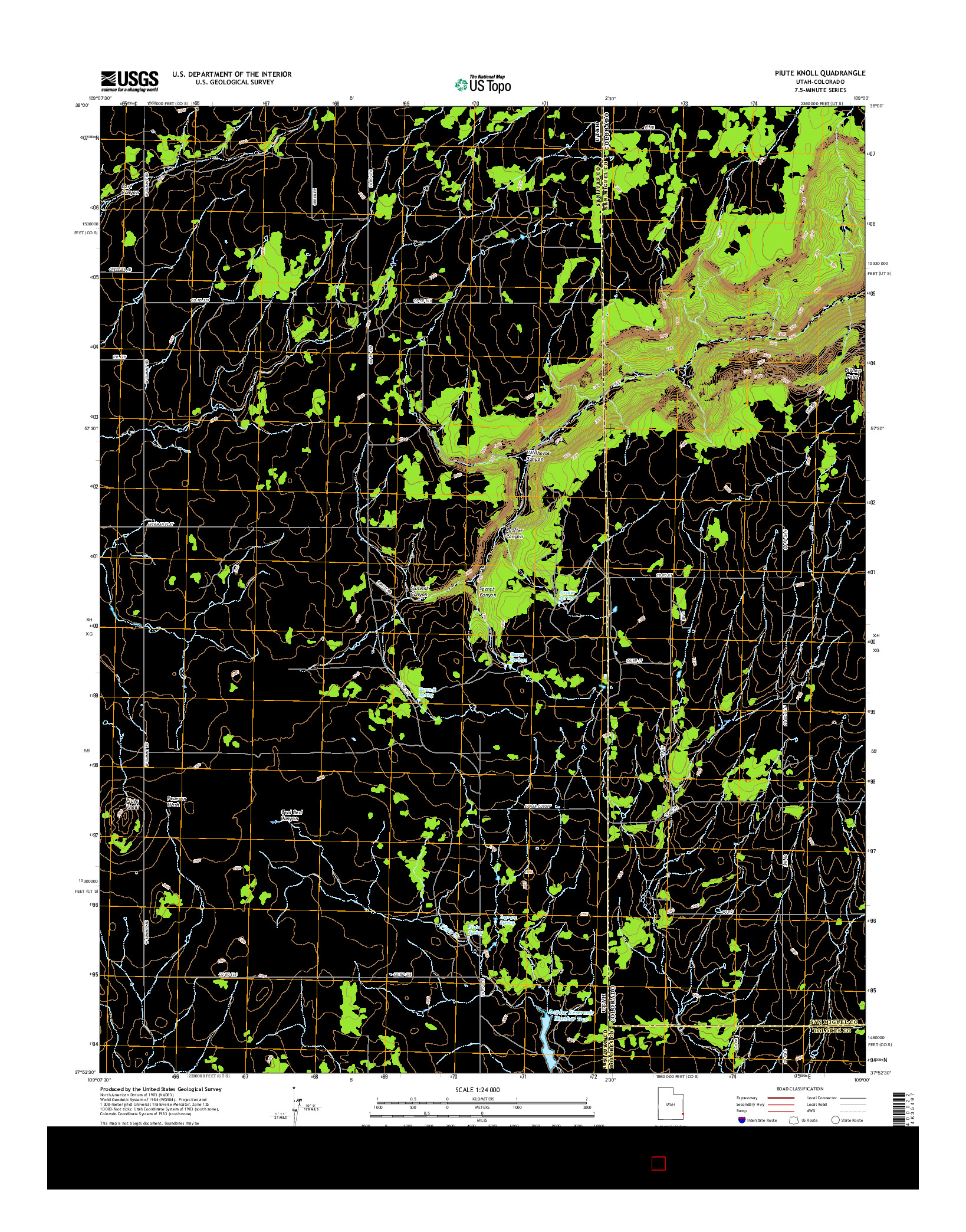 USGS US TOPO 7.5-MINUTE MAP FOR PIUTE KNOLL, UT-CO 2017