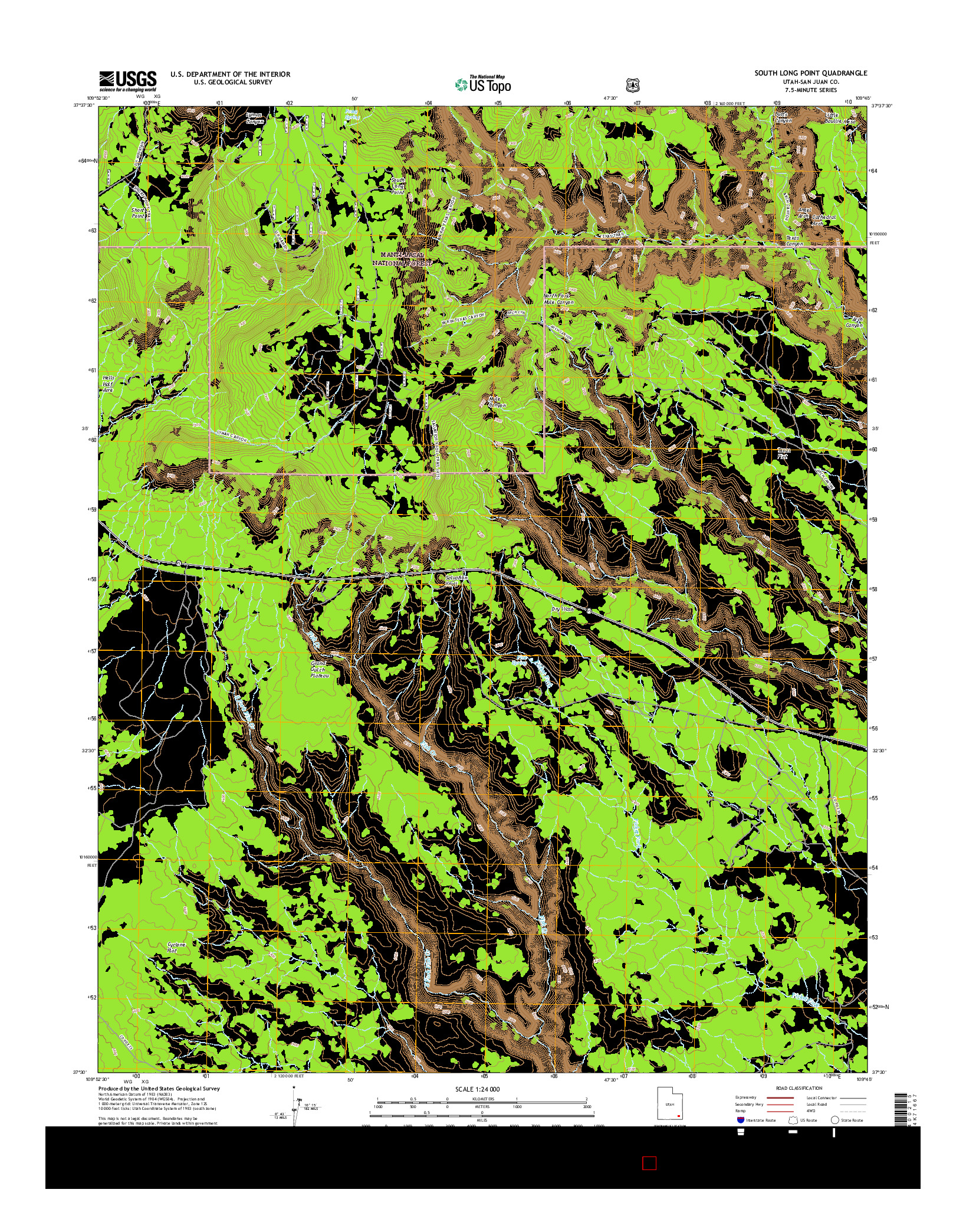 USGS US TOPO 7.5-MINUTE MAP FOR SOUTH LONG POINT, UT 2017