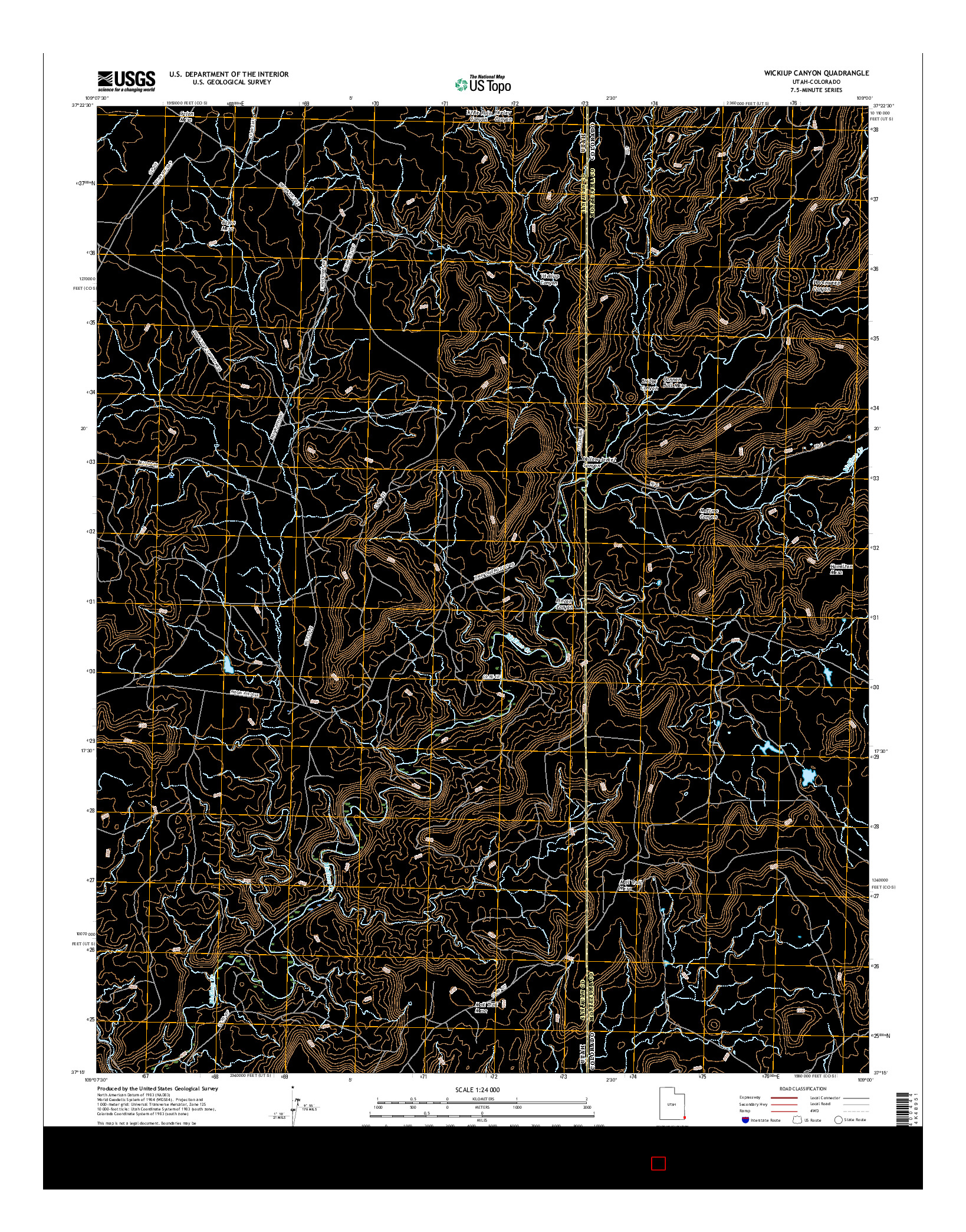 USGS US TOPO 7.5-MINUTE MAP FOR WICKIUP CANYON, UT-CO 2017