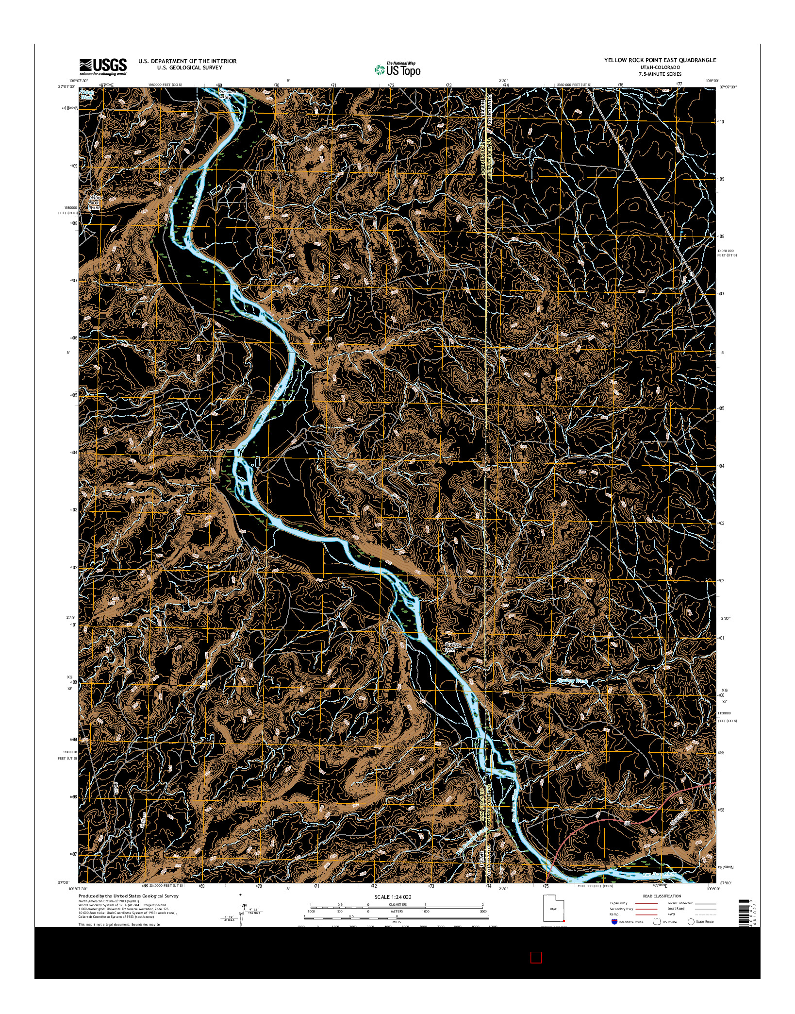 USGS US TOPO 7.5-MINUTE MAP FOR YELLOW ROCK POINT EAST, UT-CO 2017