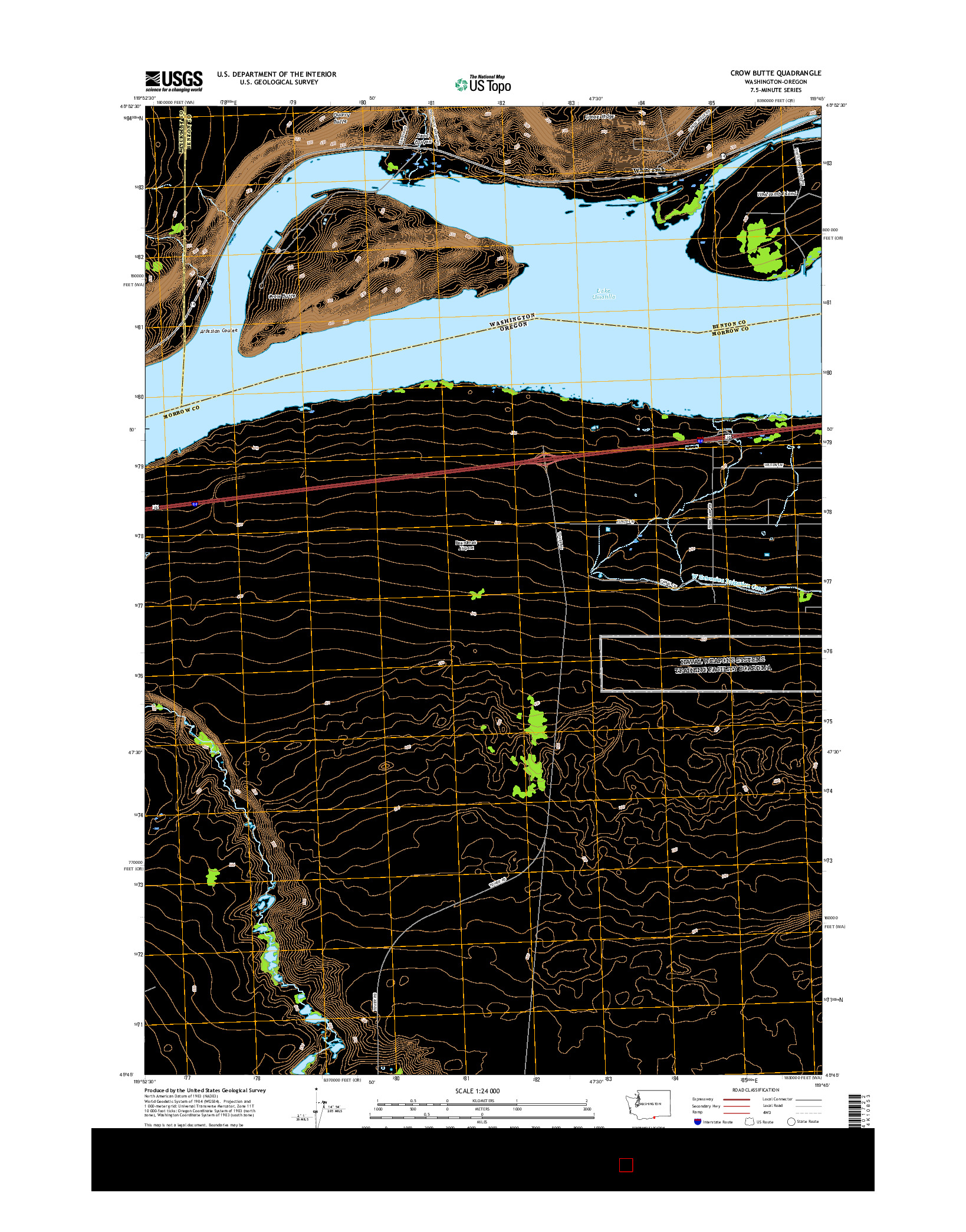 USGS US TOPO 7.5-MINUTE MAP FOR CROW BUTTE, WA-OR 2017