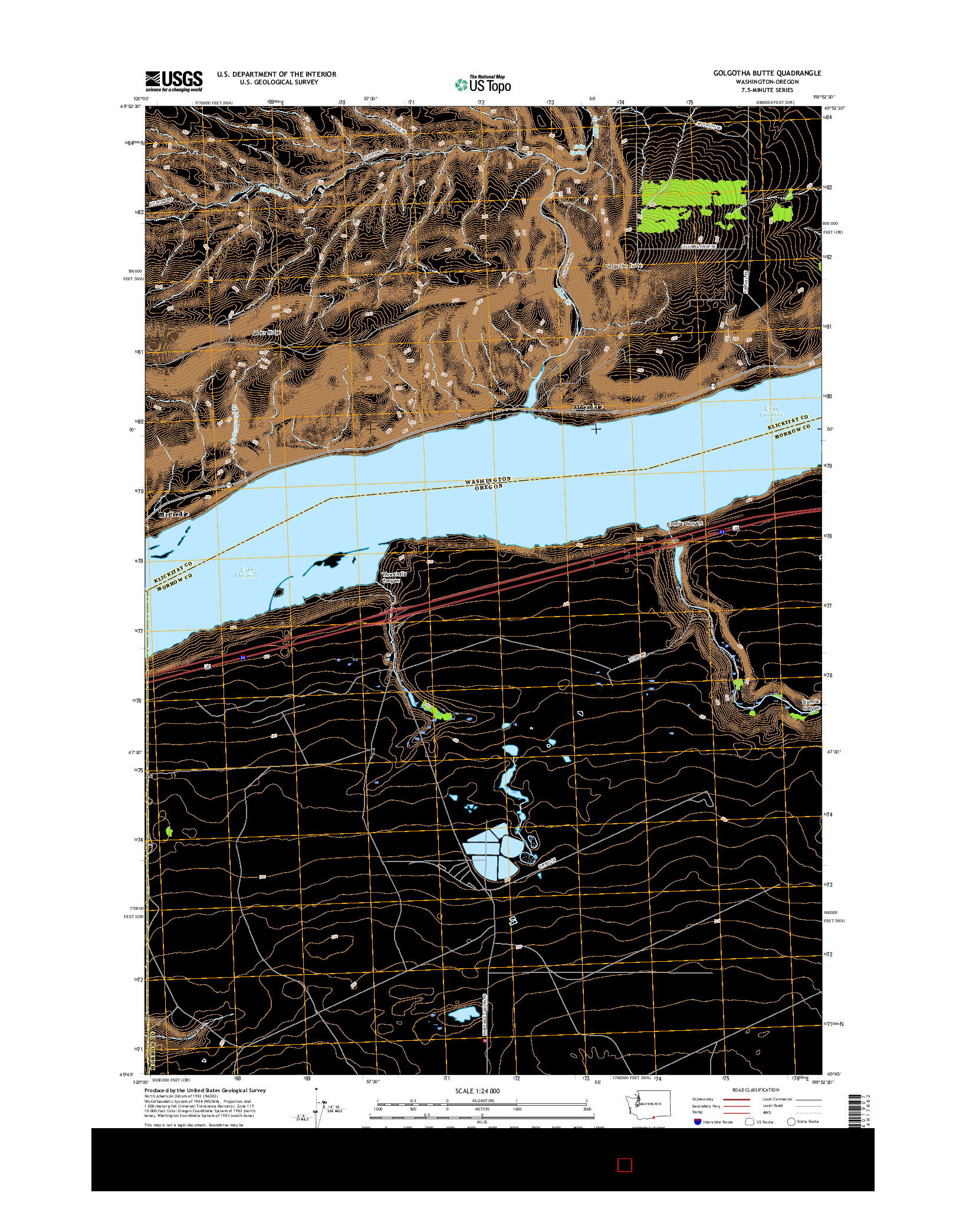 USGS US TOPO 7.5-MINUTE MAP FOR GOLGOTHA BUTTE, WA-OR 2017