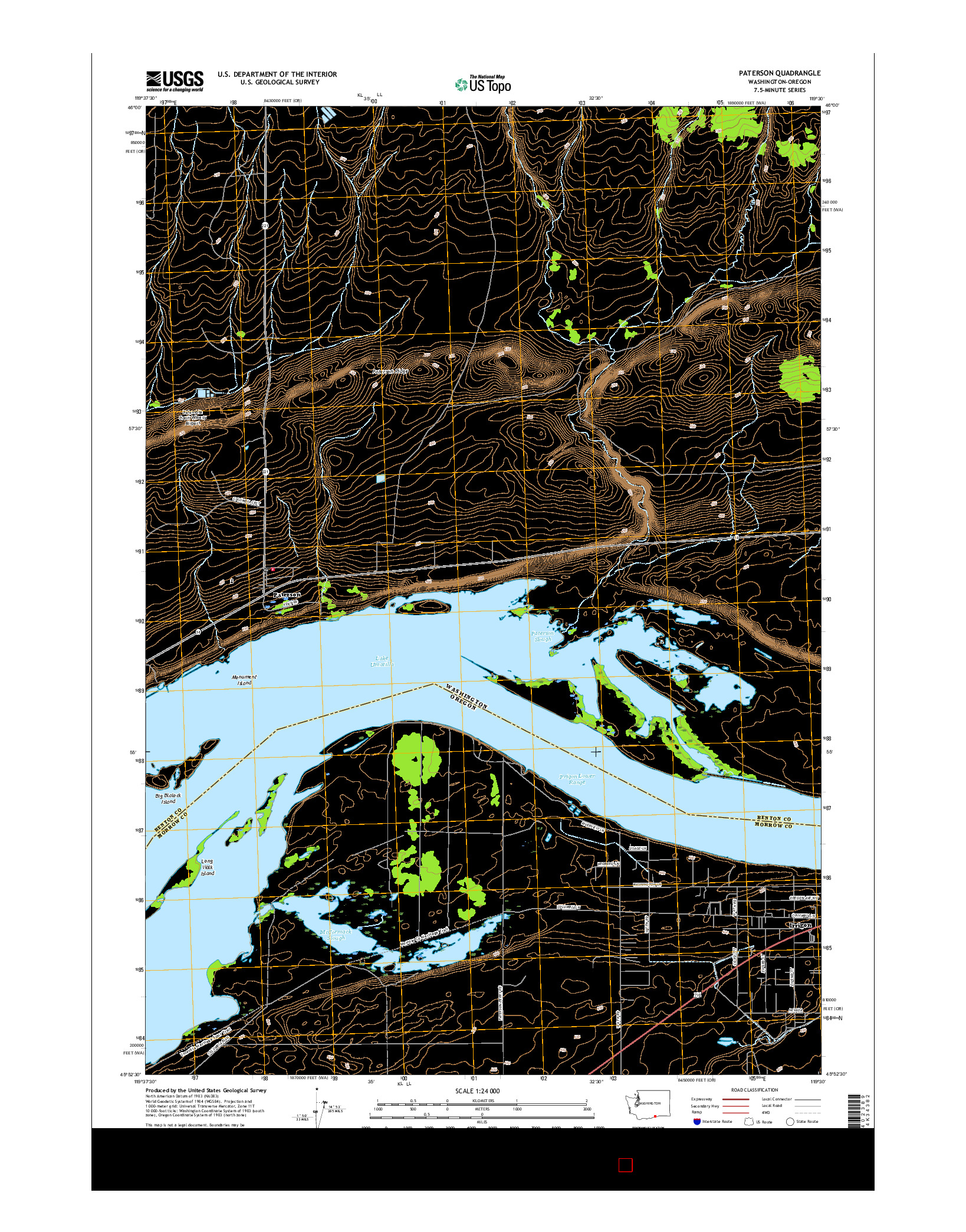 USGS US TOPO 7.5-MINUTE MAP FOR PATERSON, WA-OR 2017