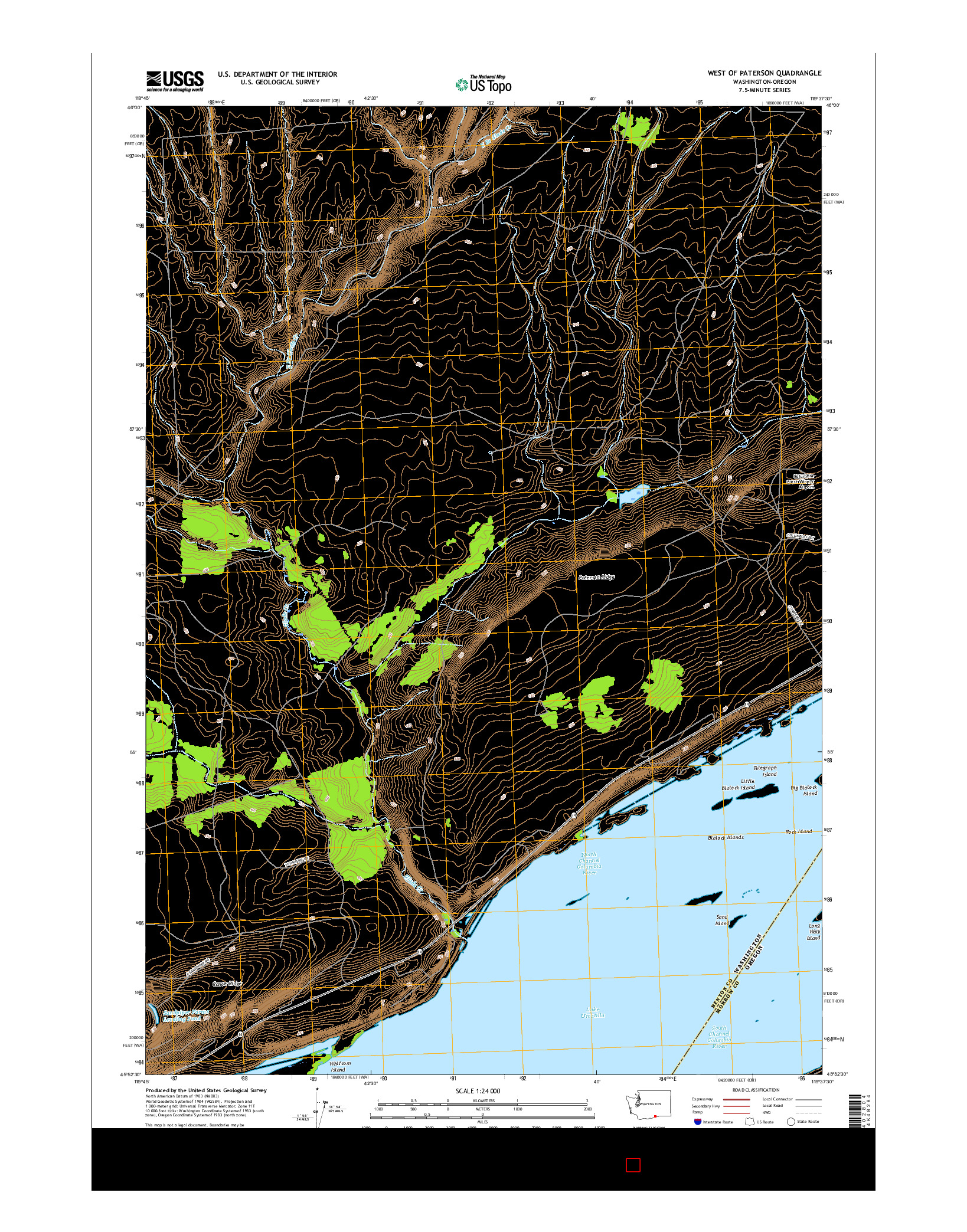 USGS US TOPO 7.5-MINUTE MAP FOR WEST OF PATERSON, WA-OR 2017