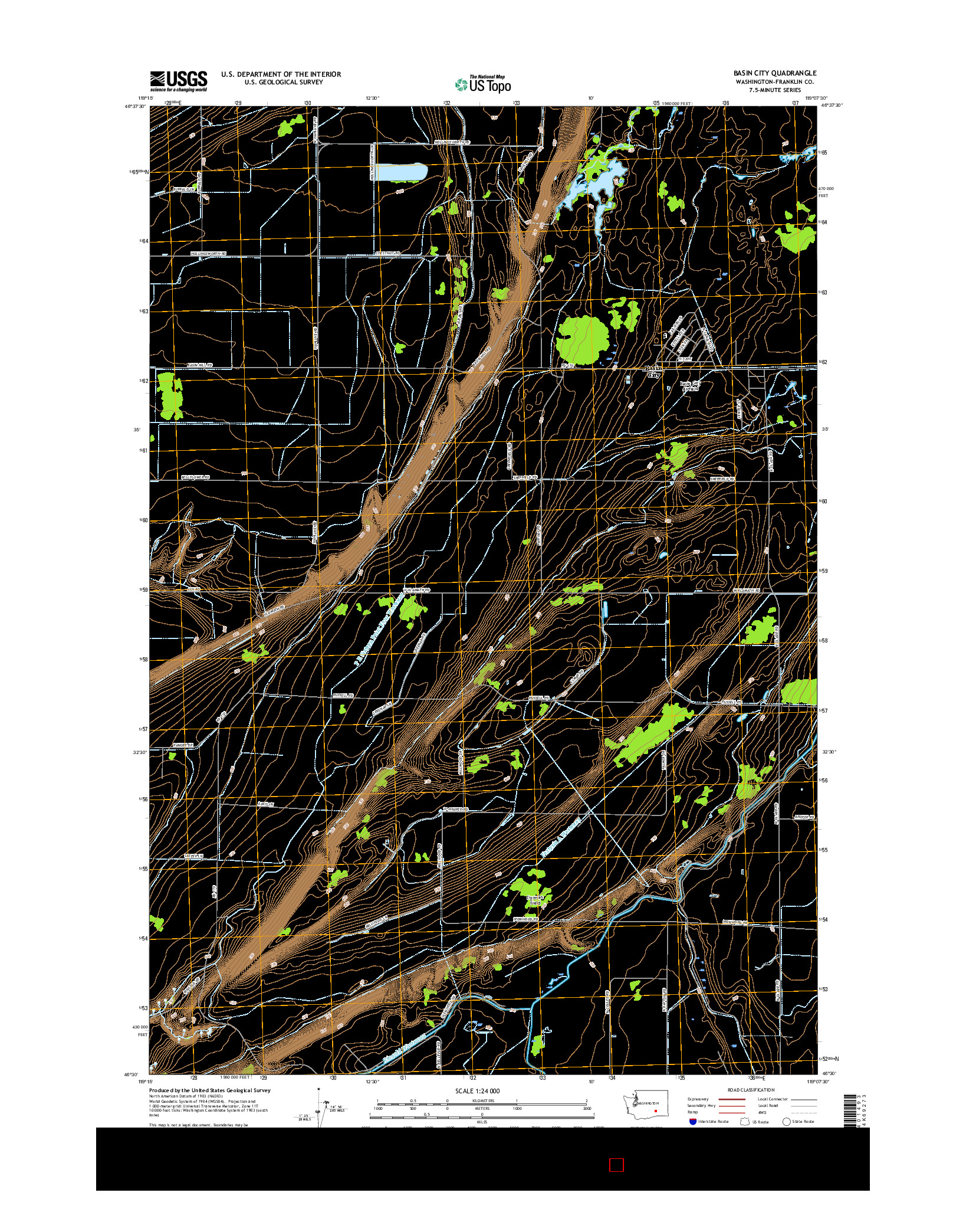 USGS US TOPO 7.5-MINUTE MAP FOR BASIN CITY, WA 2017