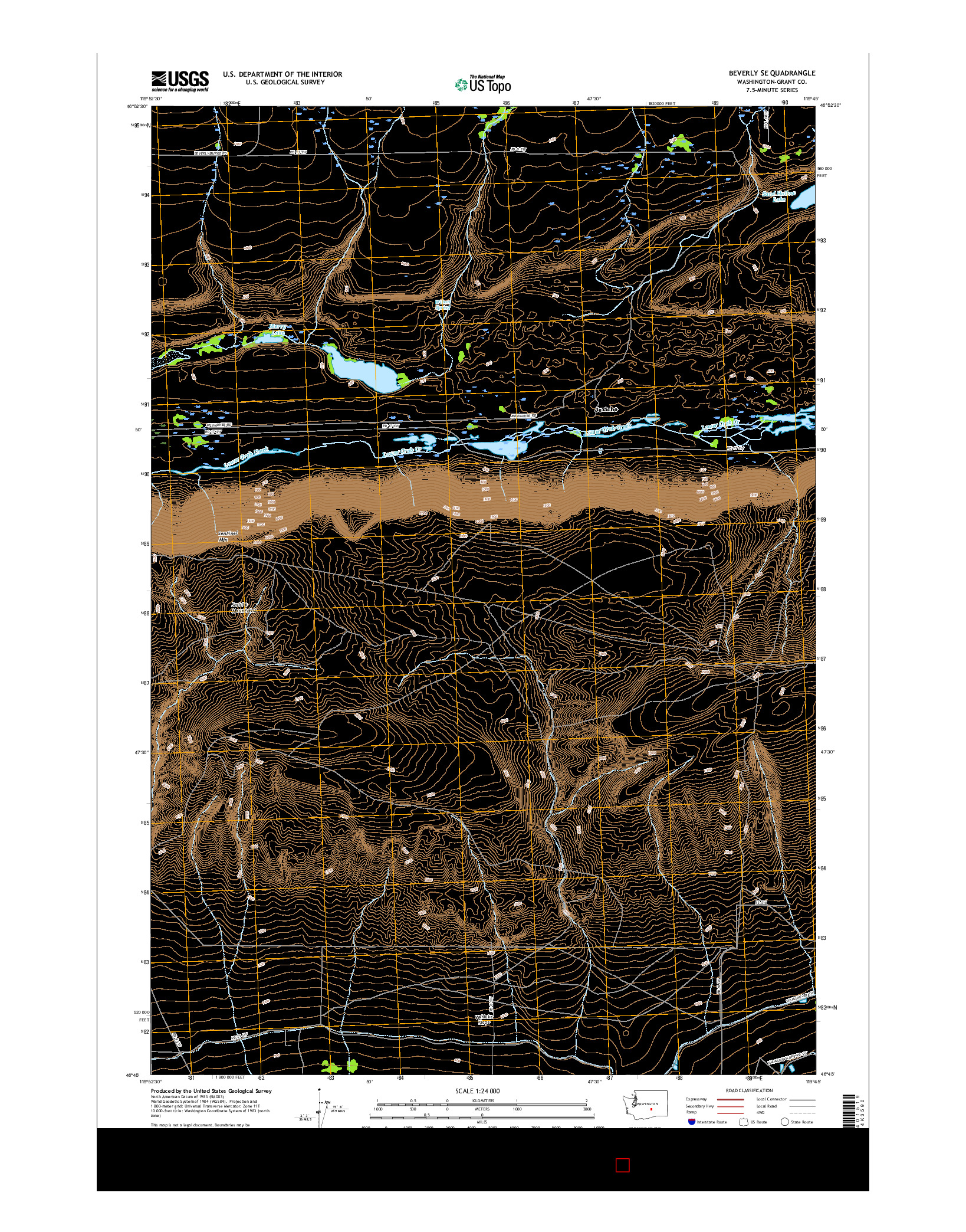 USGS US TOPO 7.5-MINUTE MAP FOR BEVERLY SE, WA 2017