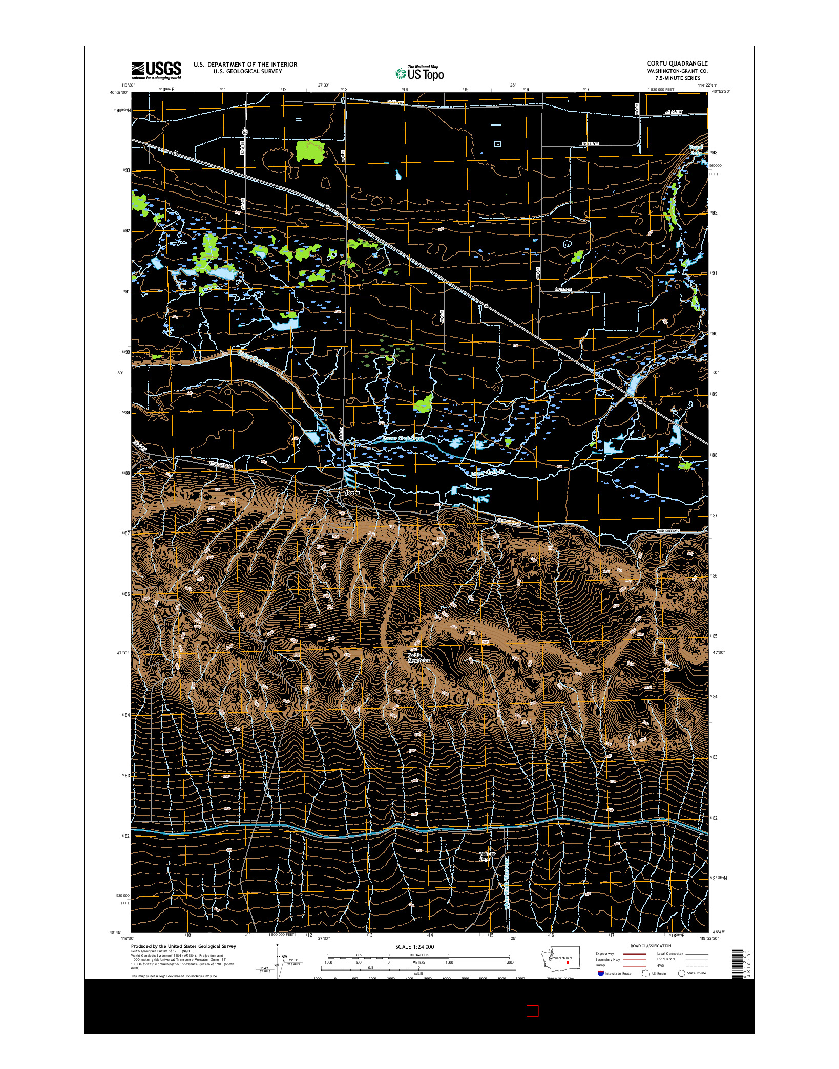 USGS US TOPO 7.5-MINUTE MAP FOR CORFU, WA 2017