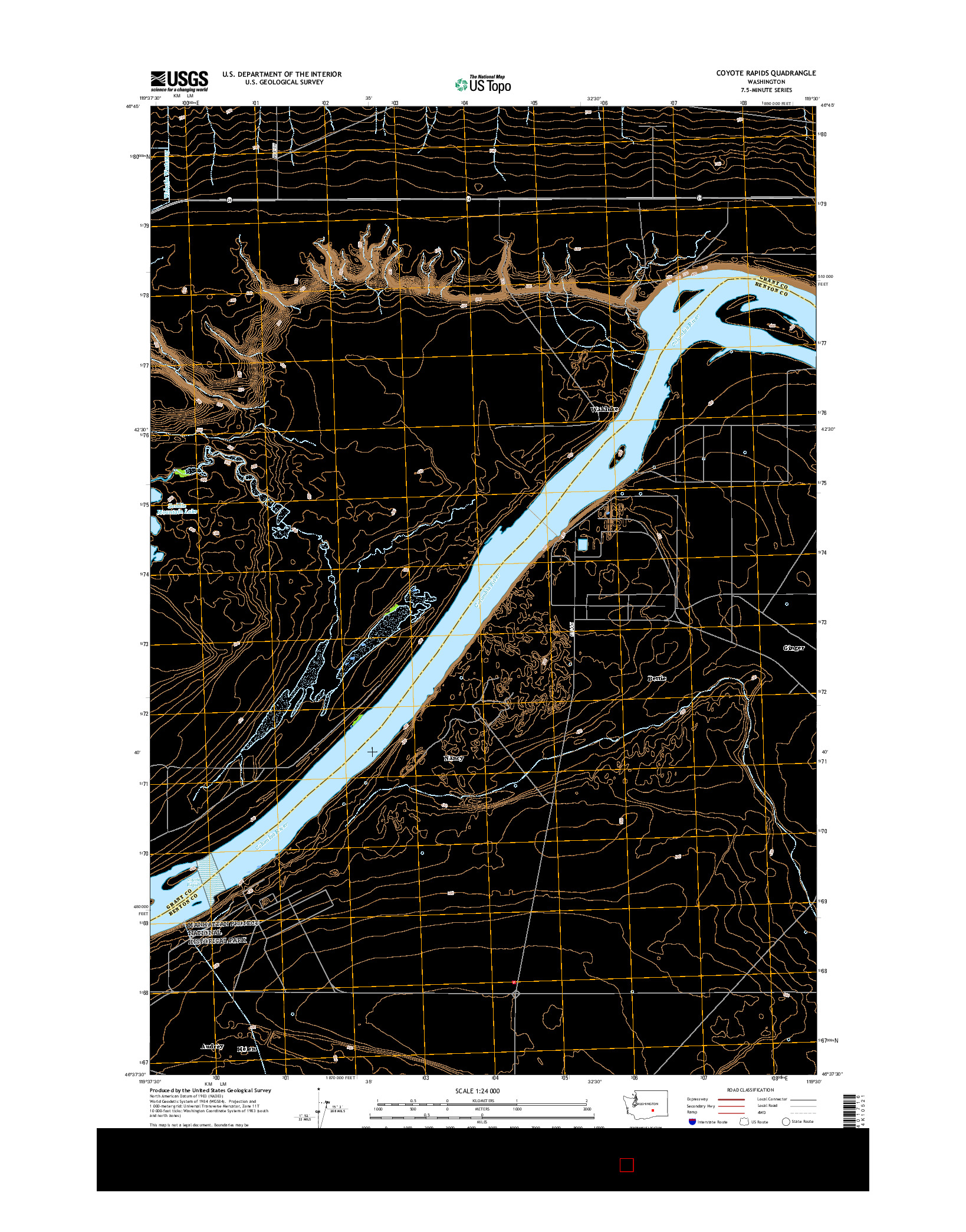 USGS US TOPO 7.5-MINUTE MAP FOR COYOTE RAPIDS, WA 2017