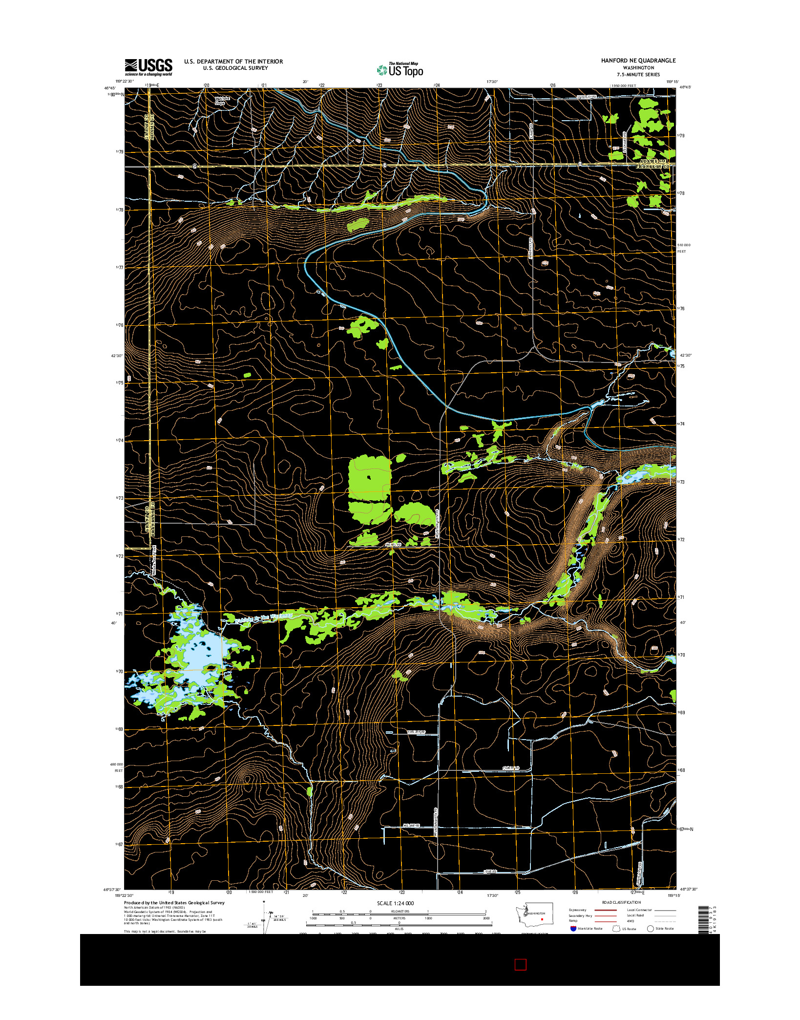 USGS US TOPO 7.5-MINUTE MAP FOR HANFORD NE, WA 2017
