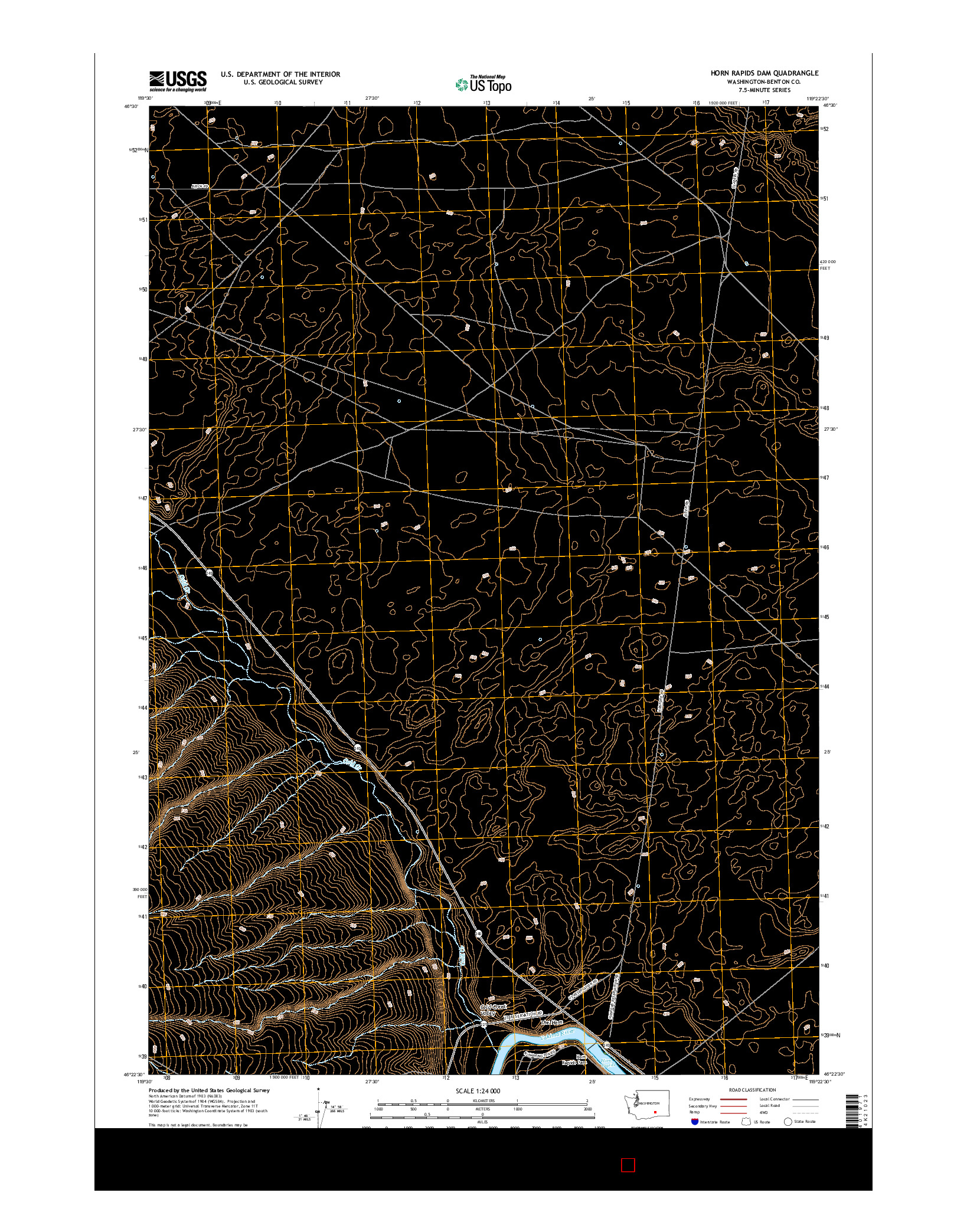 USGS US TOPO 7.5-MINUTE MAP FOR HORN RAPIDS DAM, WA 2017