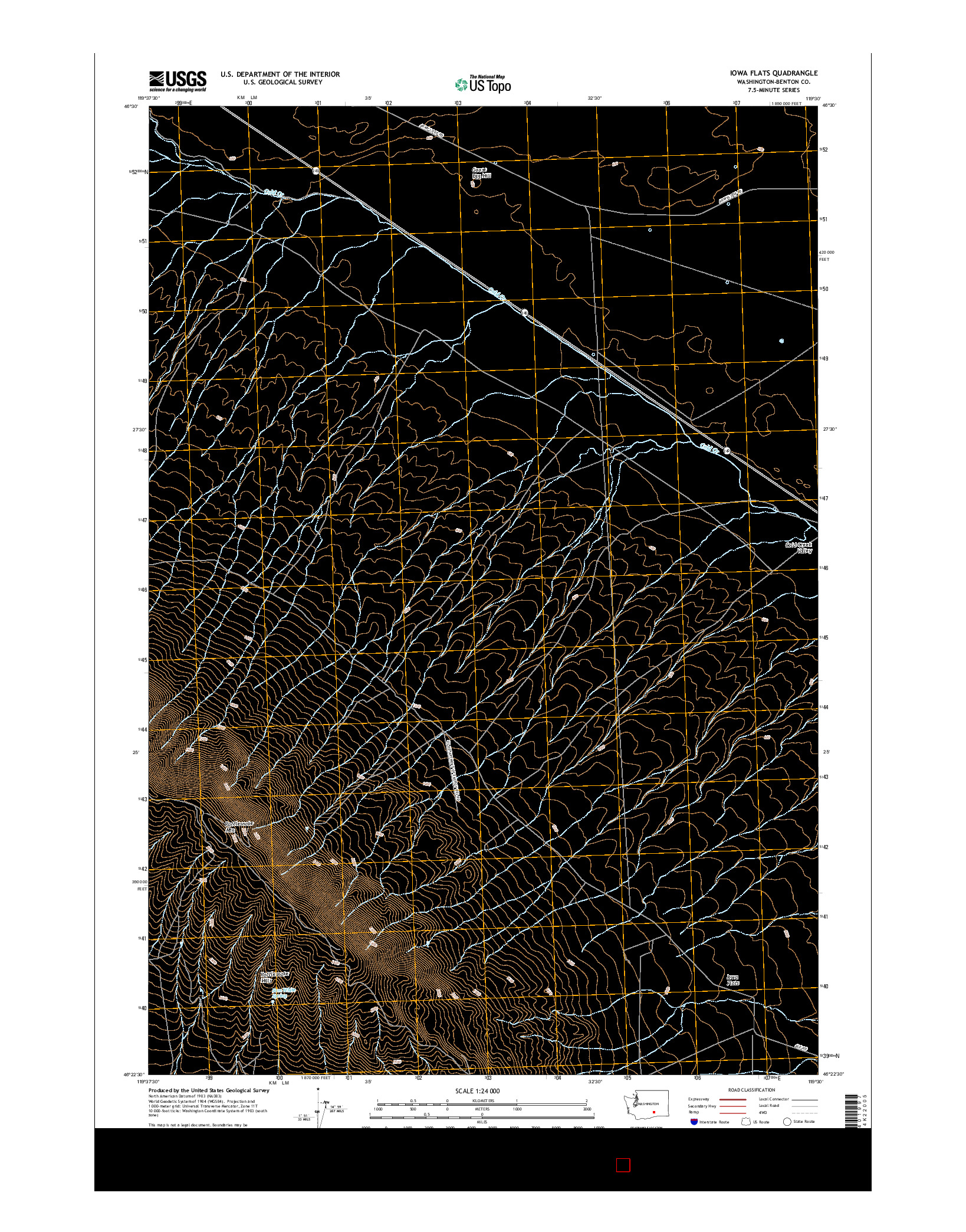 USGS US TOPO 7.5-MINUTE MAP FOR IOWA FLATS, WA 2017