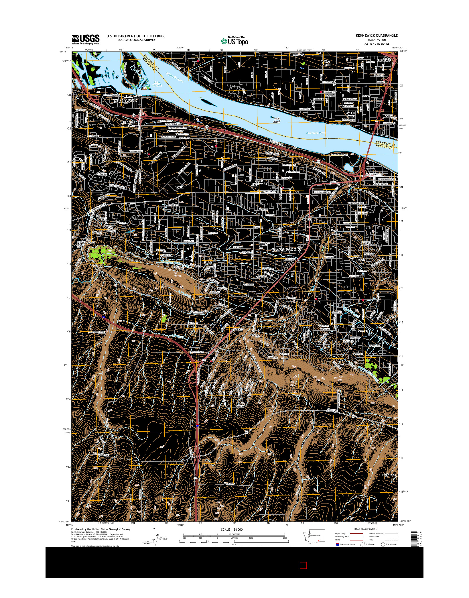 USGS US TOPO 7.5-MINUTE MAP FOR KENNEWICK, WA 2017