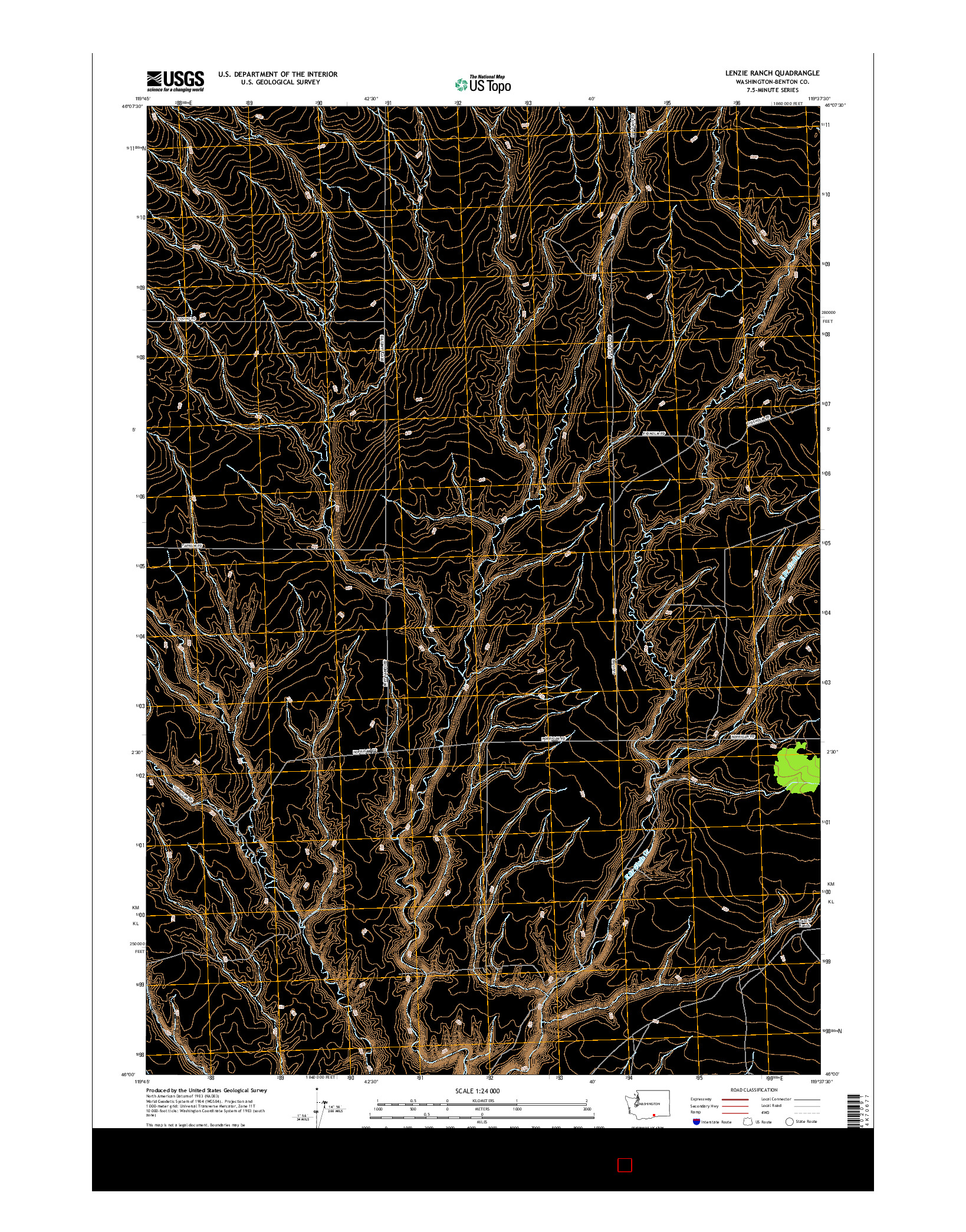 USGS US TOPO 7.5-MINUTE MAP FOR LENZIE RANCH, WA 2017