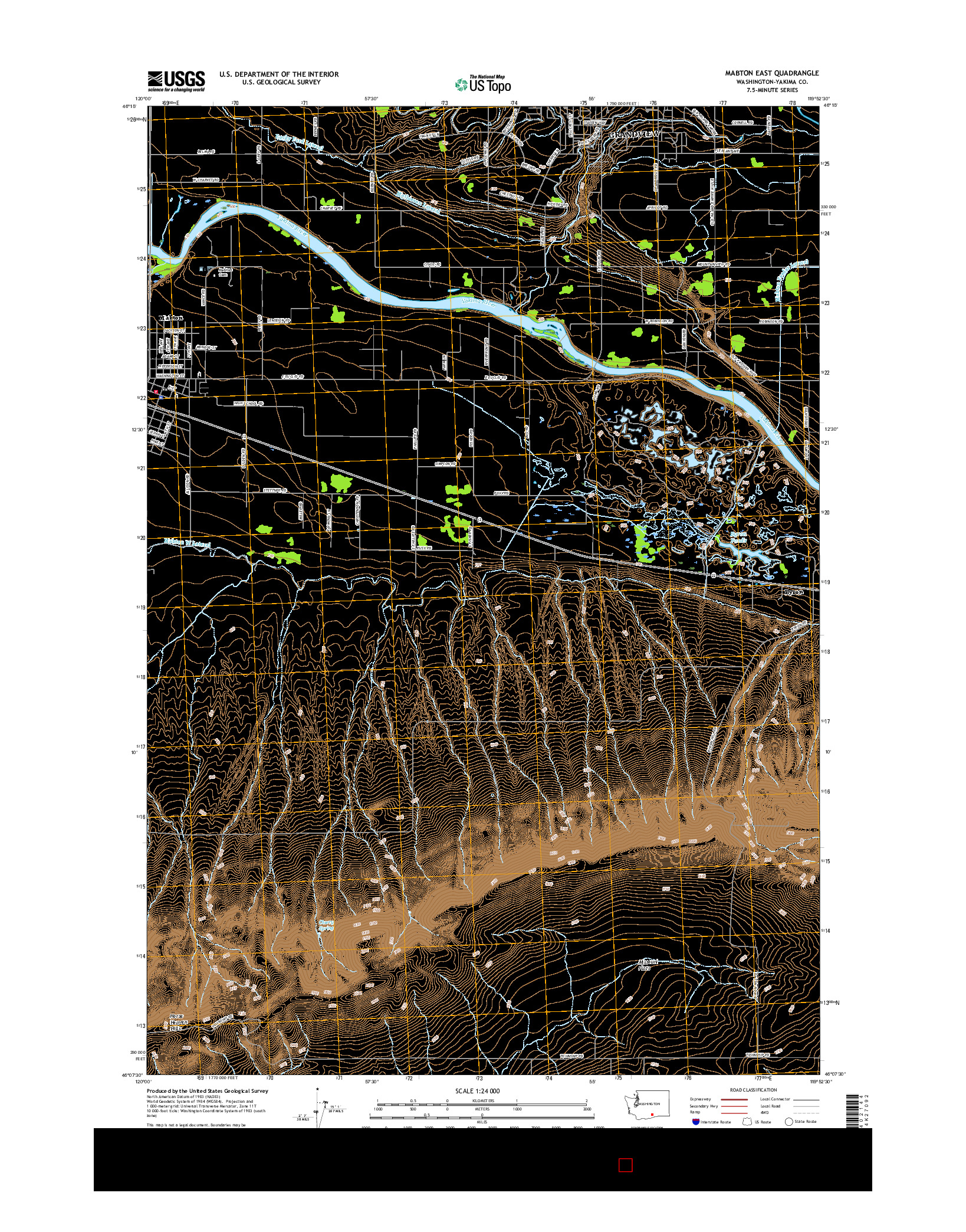 USGS US TOPO 7.5-MINUTE MAP FOR MABTON EAST, WA 2017