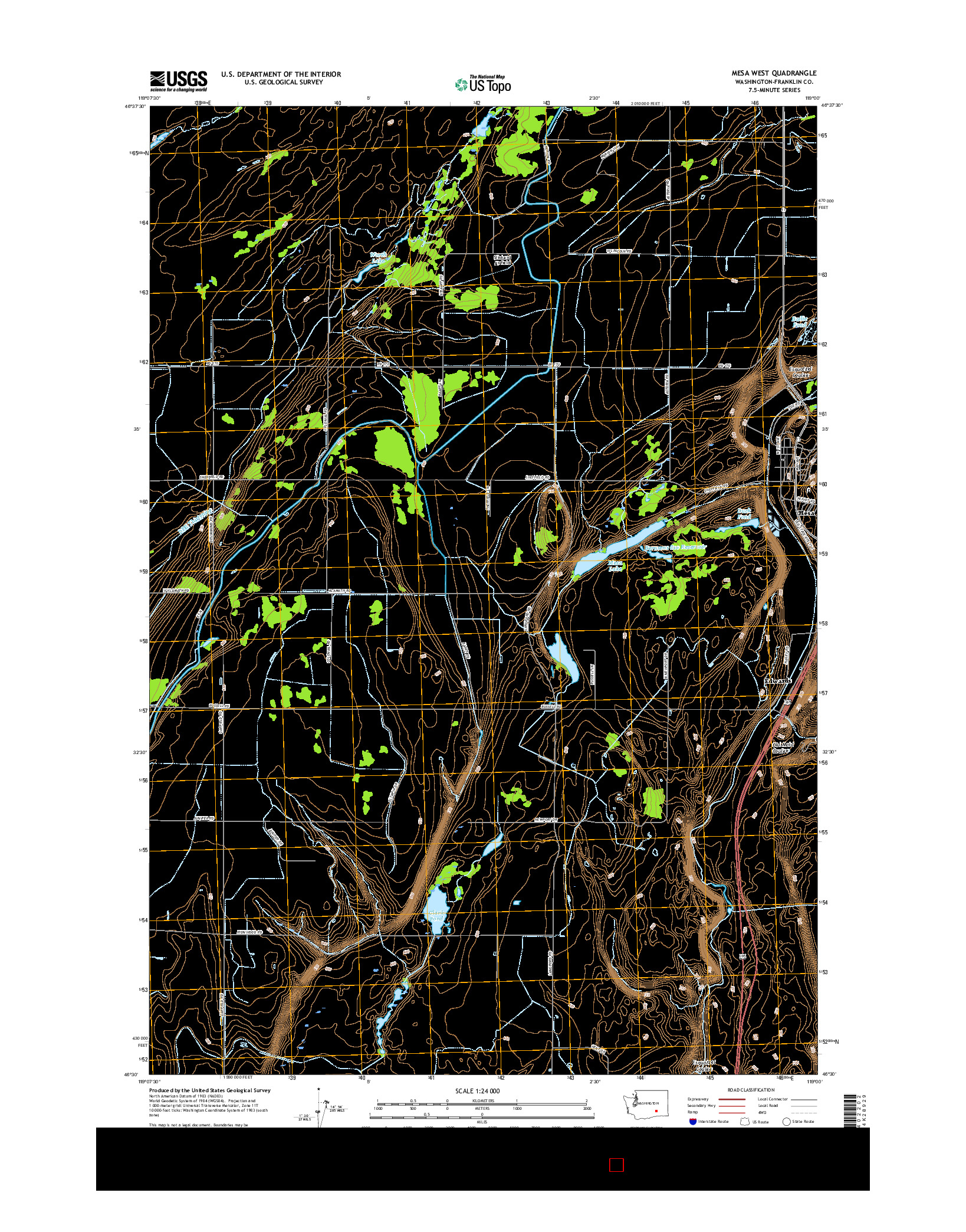 USGS US TOPO 7.5-MINUTE MAP FOR MESA WEST, WA 2017