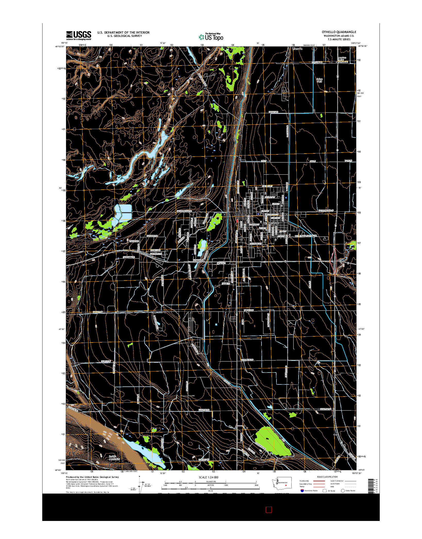 USGS US TOPO 7.5-MINUTE MAP FOR OTHELLO, WA 2017