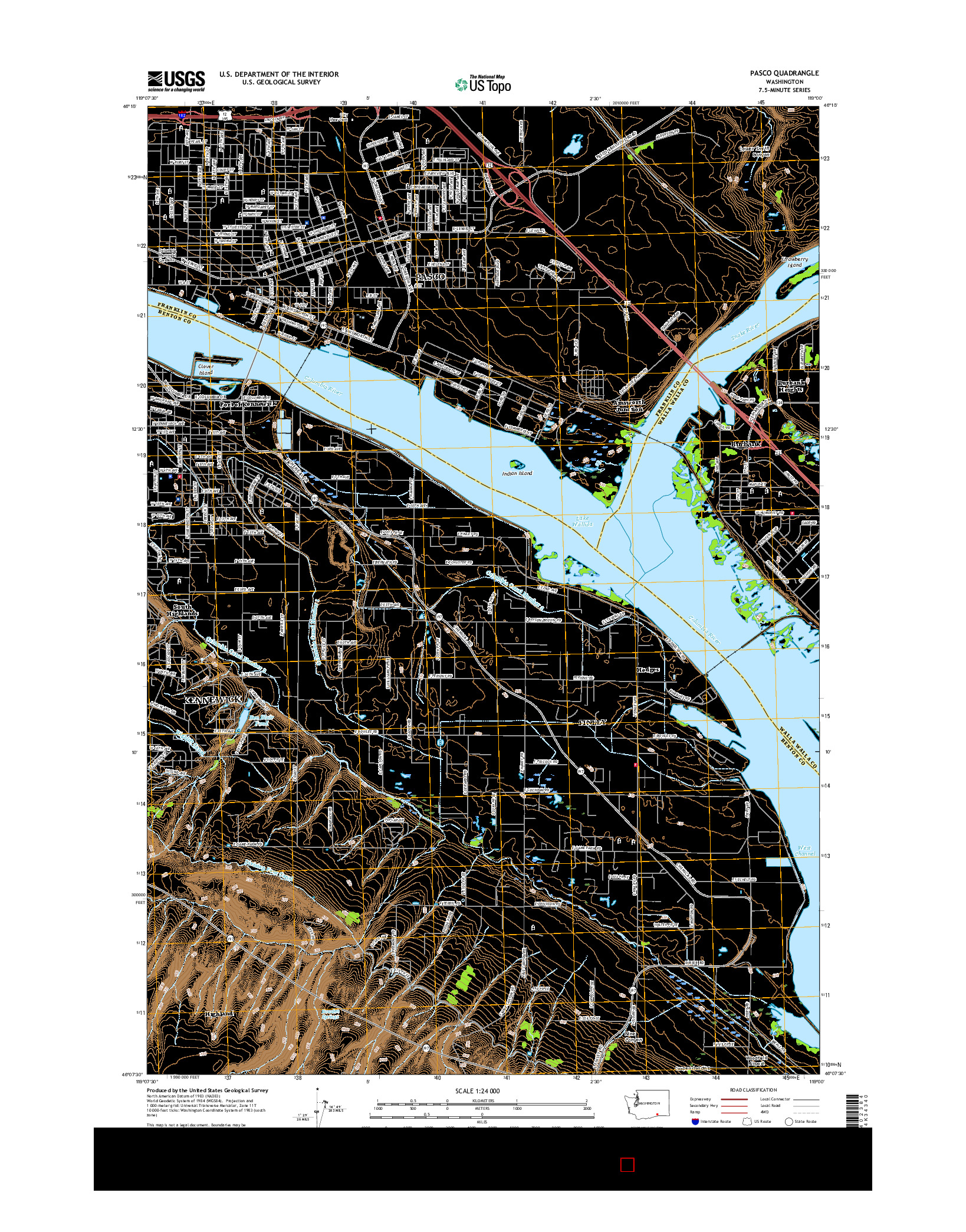 USGS US TOPO 7.5-MINUTE MAP FOR PASCO, WA 2017