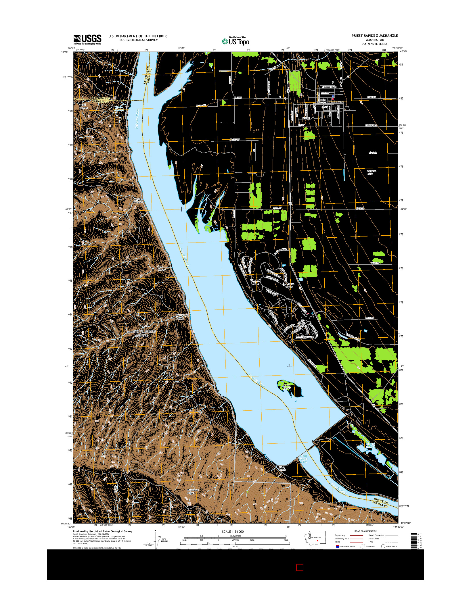 USGS US TOPO 7.5-MINUTE MAP FOR PRIEST RAPIDS, WA 2017