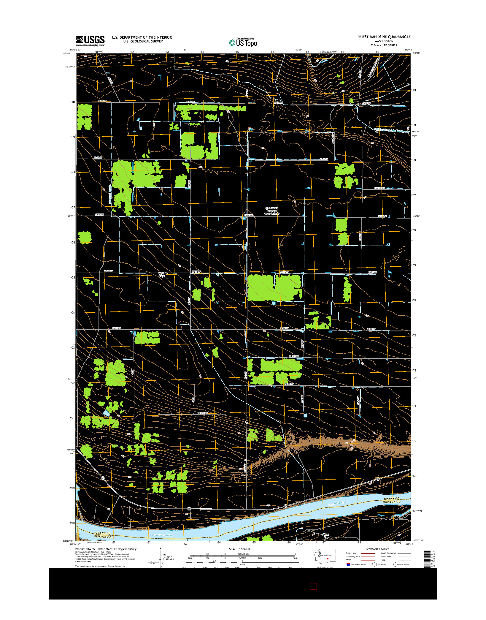 USGS US TOPO 7.5-MINUTE MAP FOR PRIEST RAPIDS NE, WA 2017