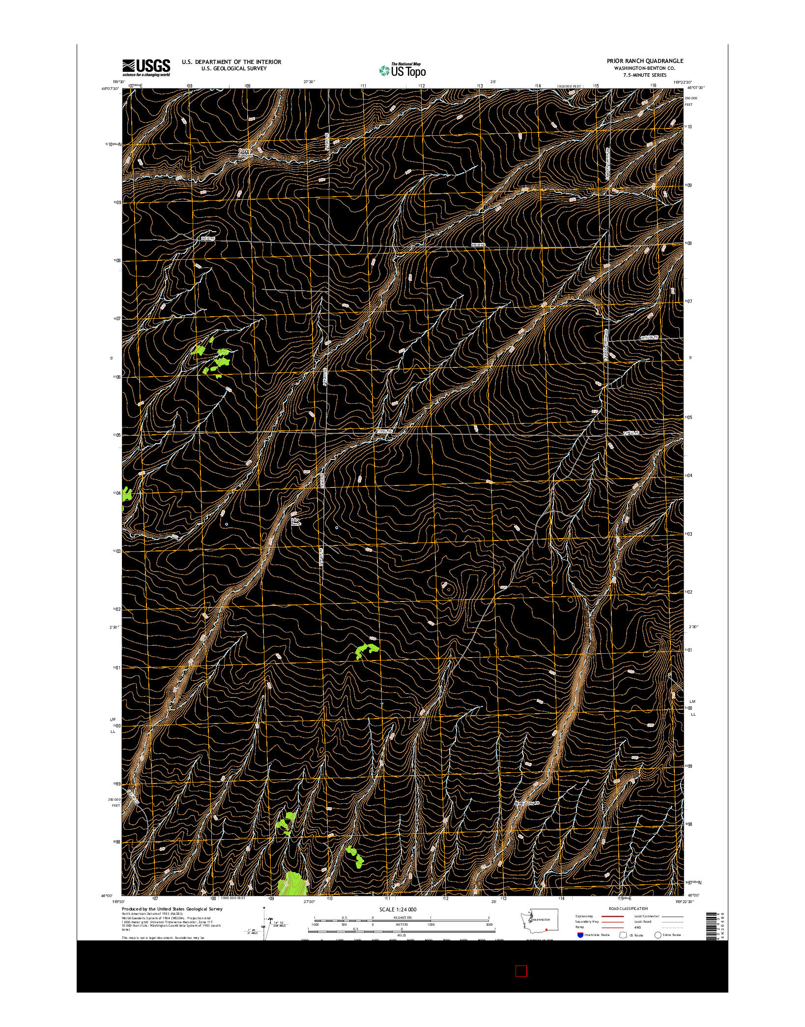 USGS US TOPO 7.5-MINUTE MAP FOR PRIOR RANCH, WA 2017