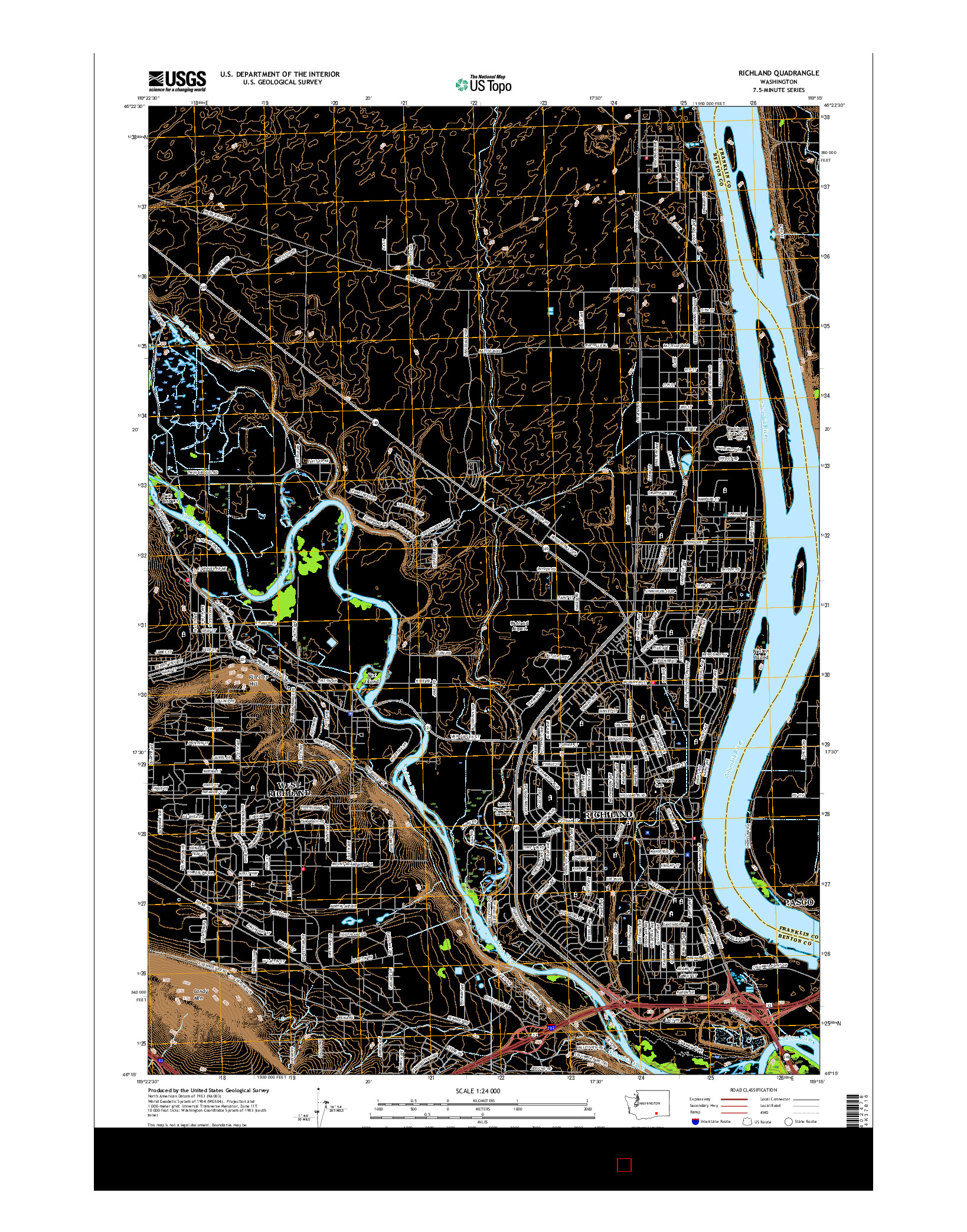 USGS US TOPO 7.5-MINUTE MAP FOR RICHLAND, WA 2017