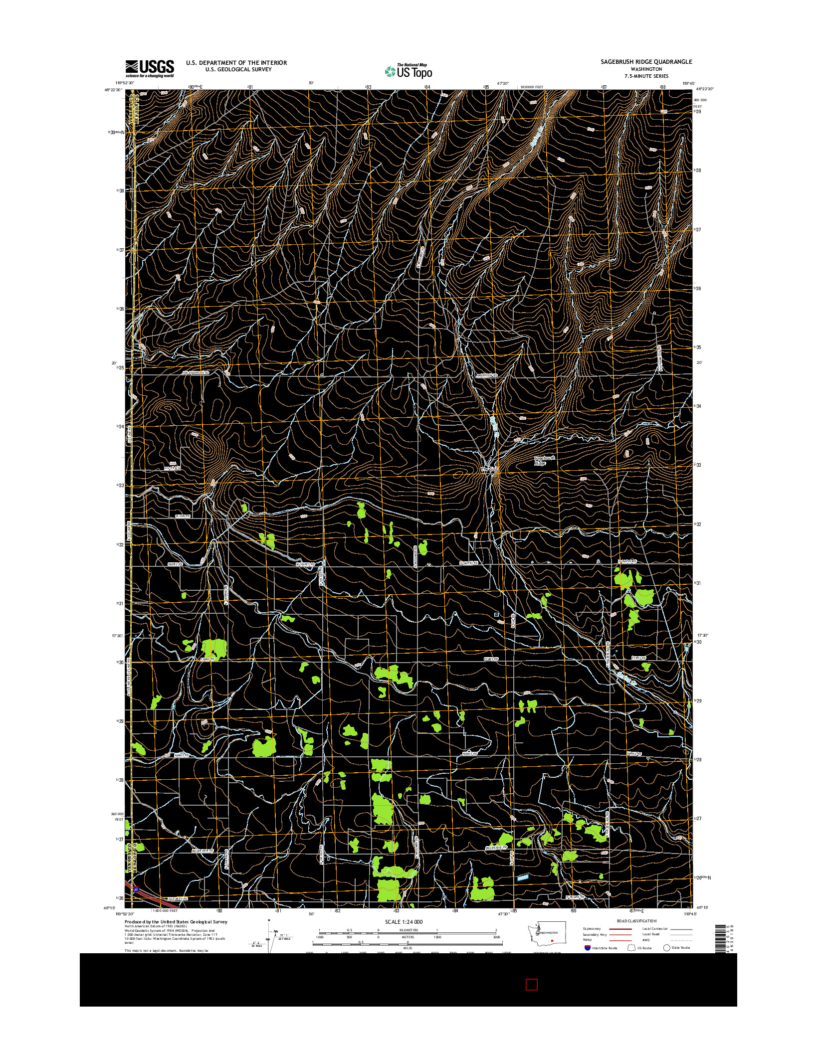 USGS US TOPO 7.5-MINUTE MAP FOR SAGEBRUSH RIDGE, WA 2017