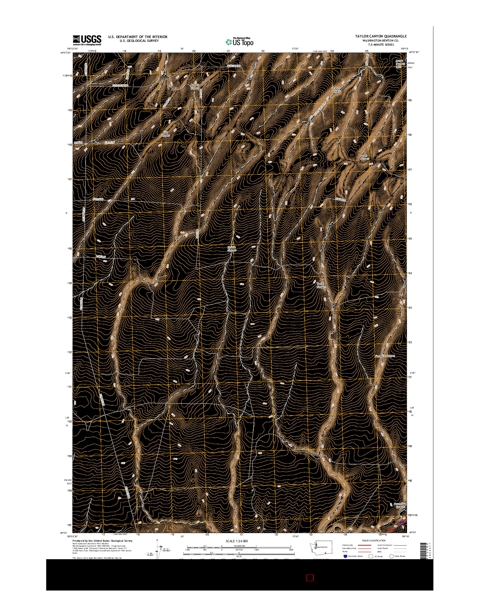 USGS US TOPO 7.5-MINUTE MAP FOR TAYLOR CANYON, WA 2017