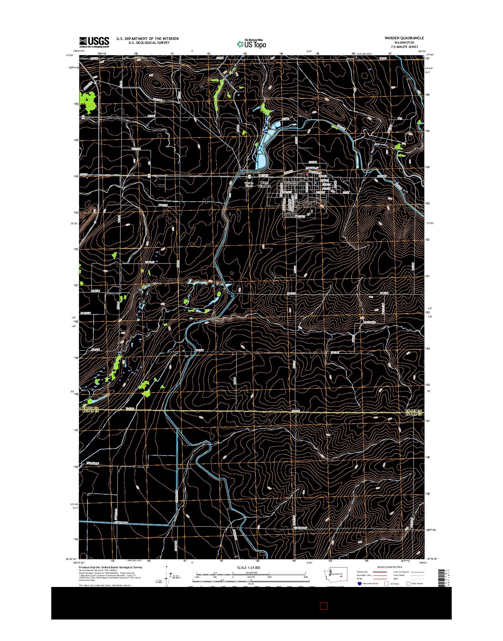 USGS US TOPO 7.5-MINUTE MAP FOR WARDEN, WA 2017