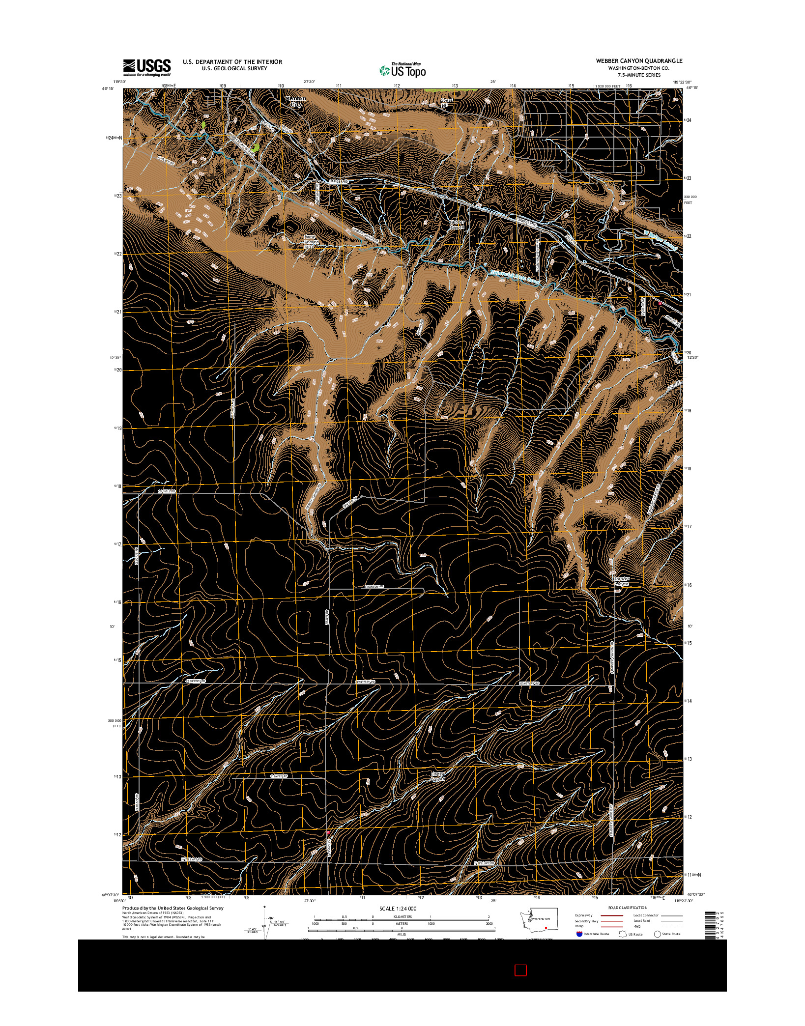 USGS US TOPO 7.5-MINUTE MAP FOR WEBBER CANYON, WA 2017