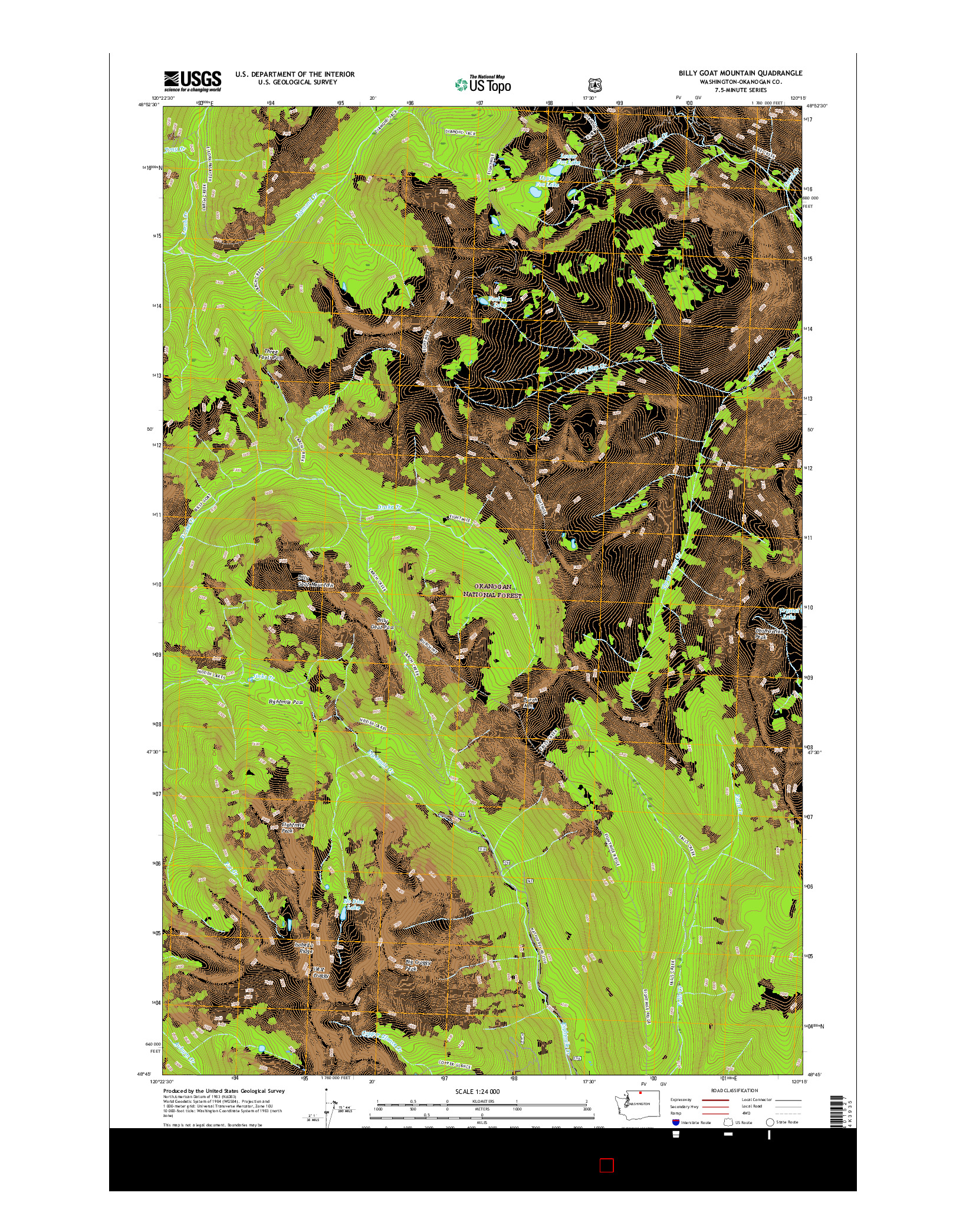 USGS US TOPO 7.5-MINUTE MAP FOR BILLY GOAT MOUNTAIN, WA 2017