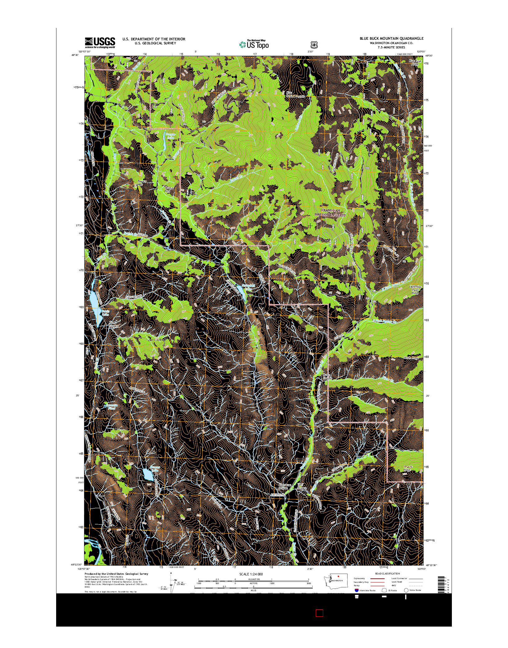 USGS US TOPO 7.5-MINUTE MAP FOR BLUE BUCK MOUNTAIN, WA 2017