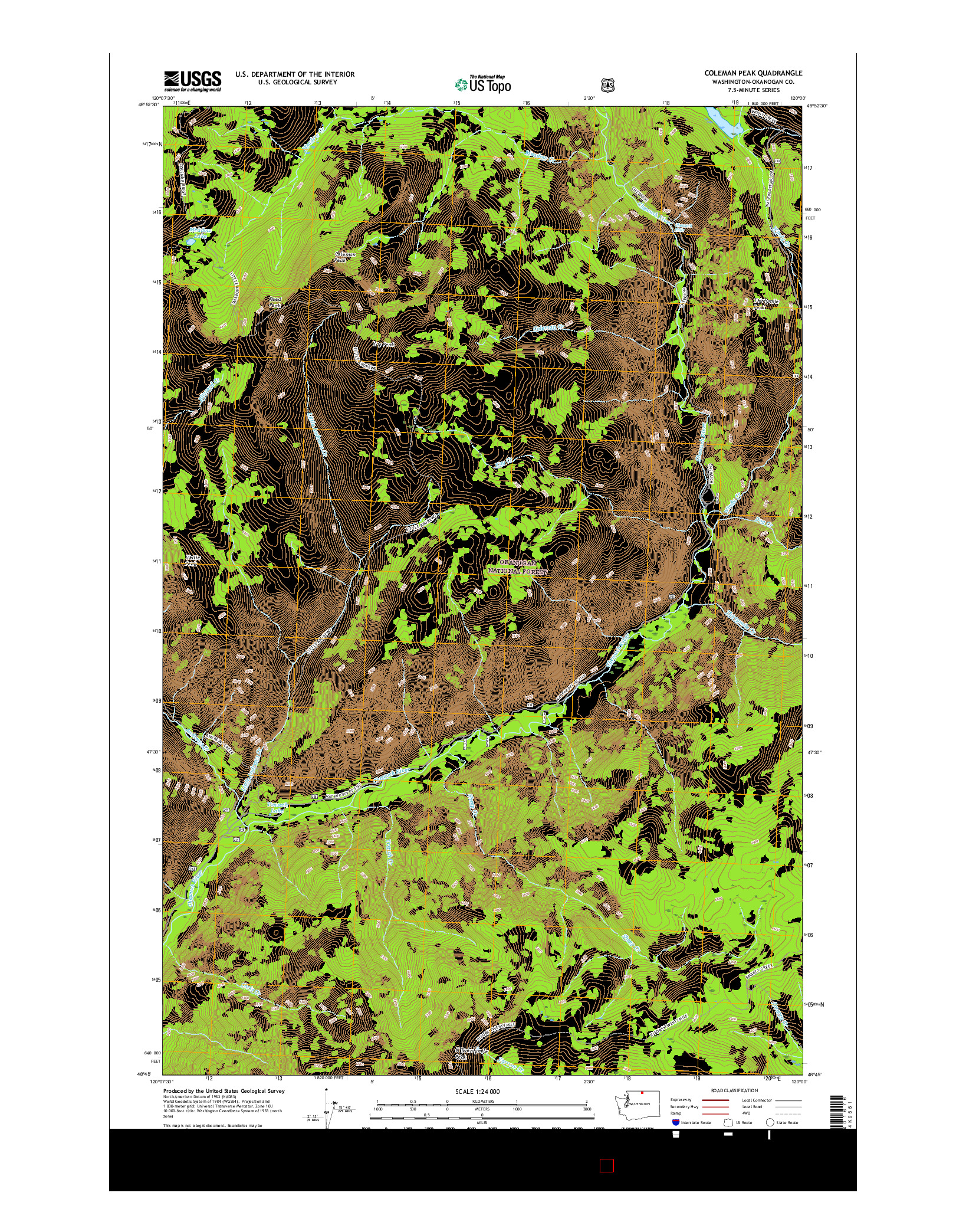 USGS US TOPO 7.5-MINUTE MAP FOR COLEMAN PEAK, WA 2017