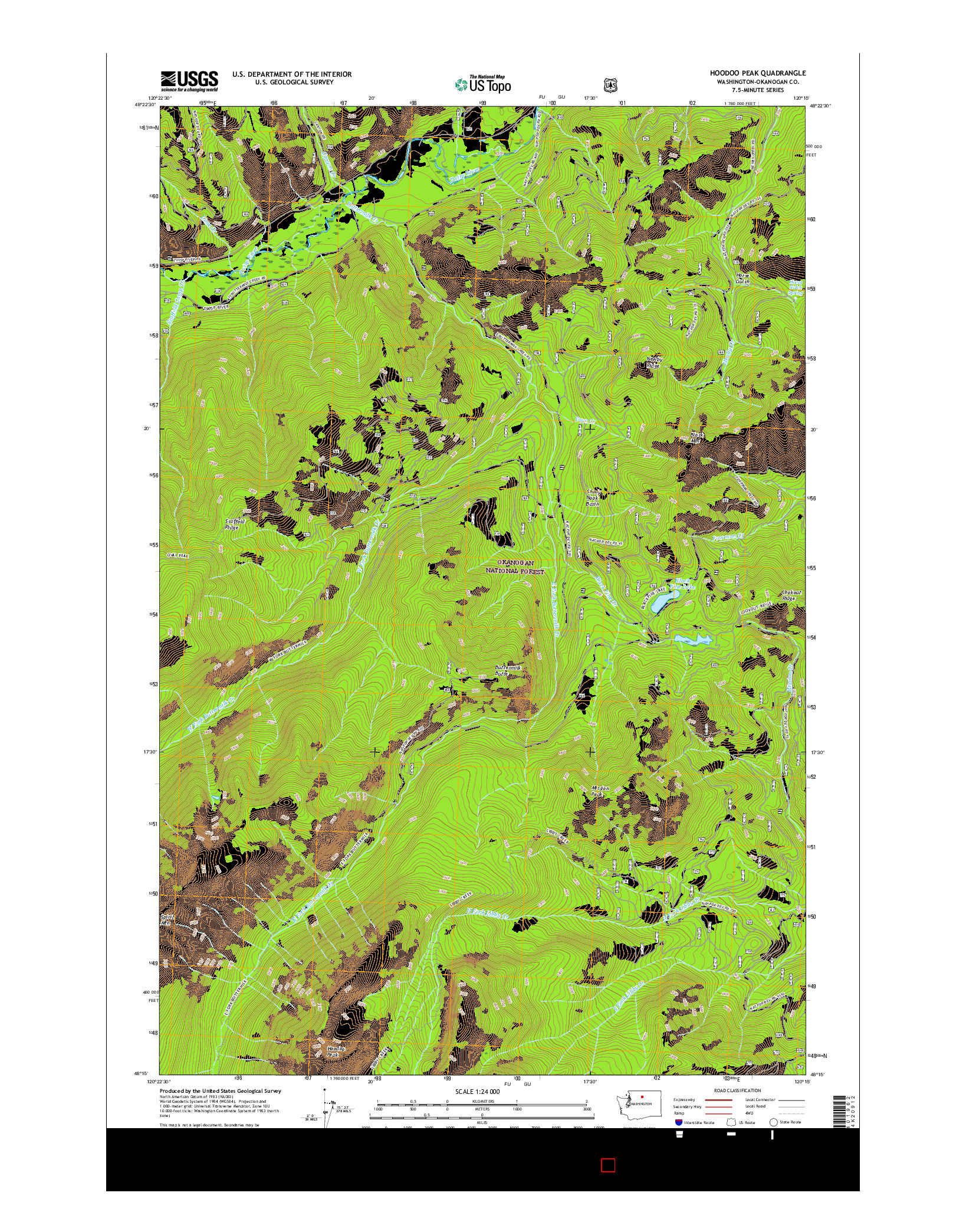 USGS US TOPO 7.5-MINUTE MAP FOR HOODOO PEAK, WA 2017