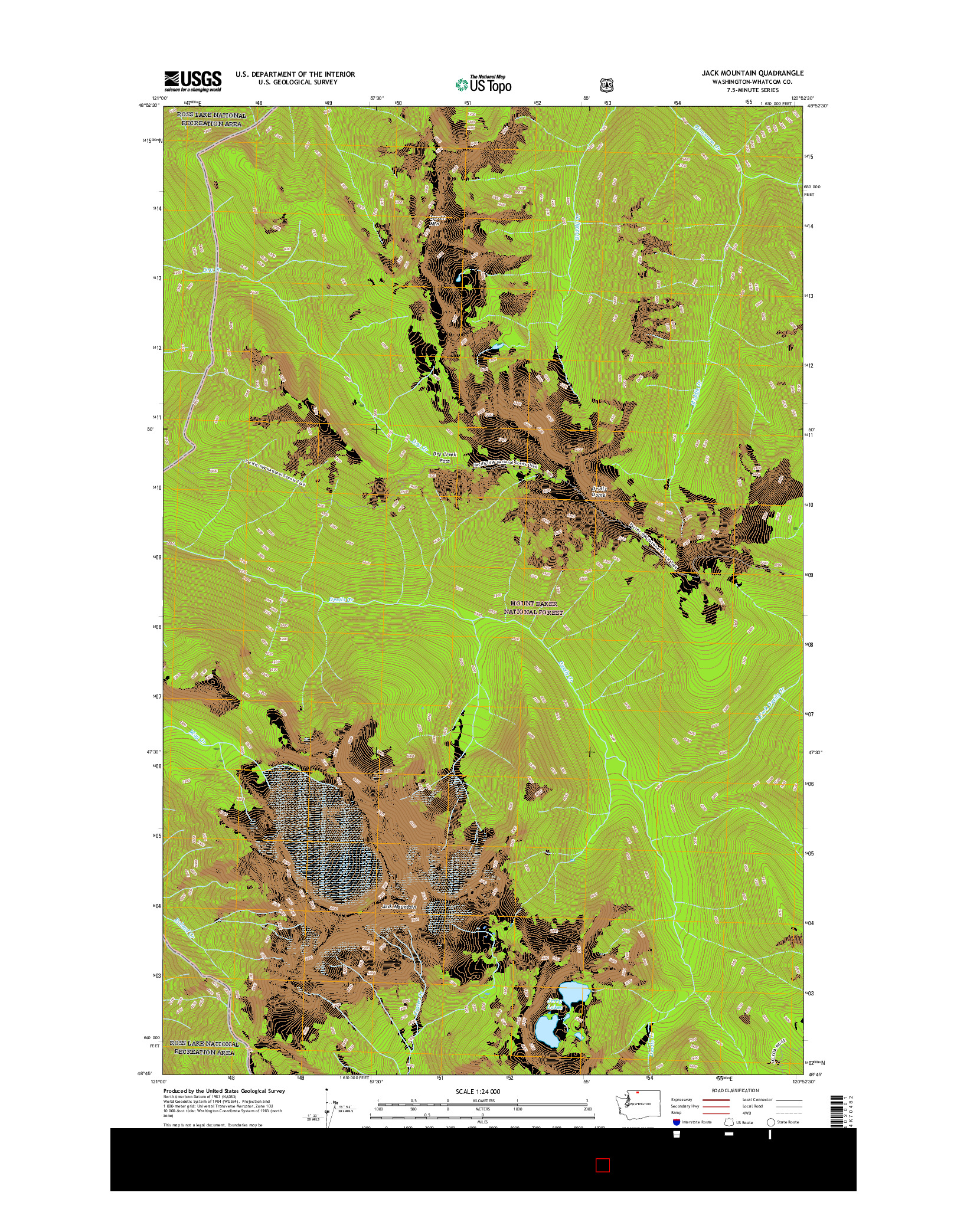 USGS US TOPO 7.5-MINUTE MAP FOR JACK MOUNTAIN, WA 2017