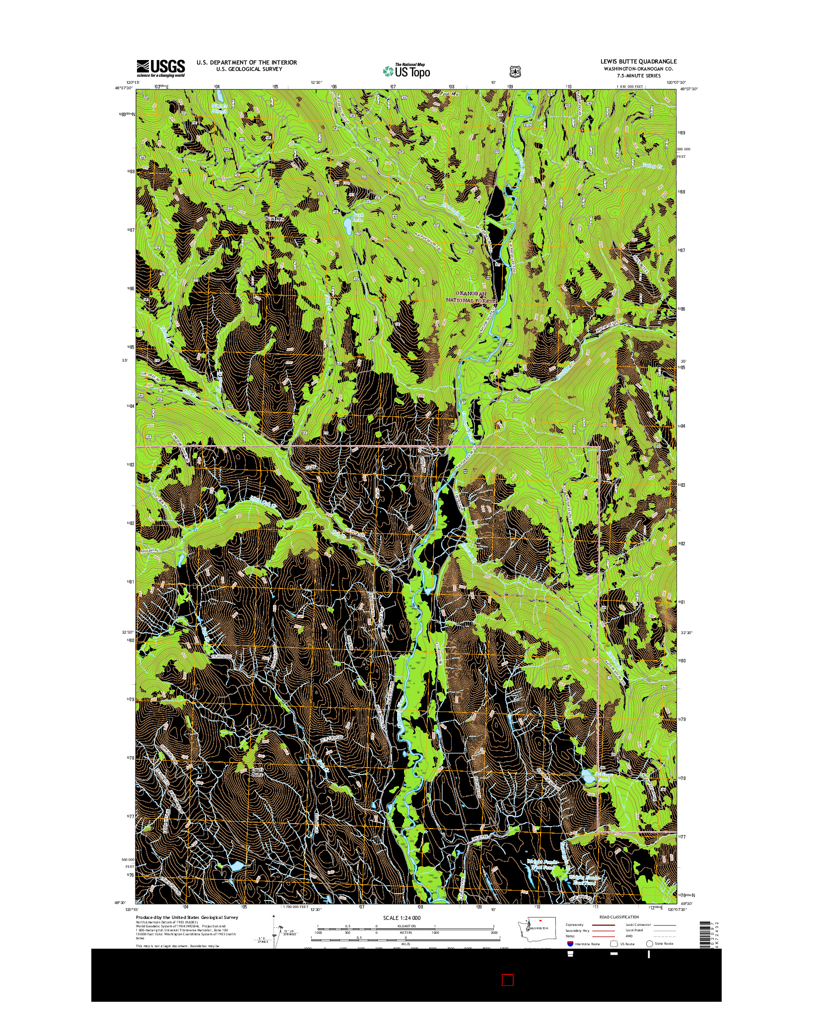 USGS US TOPO 7.5-MINUTE MAP FOR LEWIS BUTTE, WA 2017