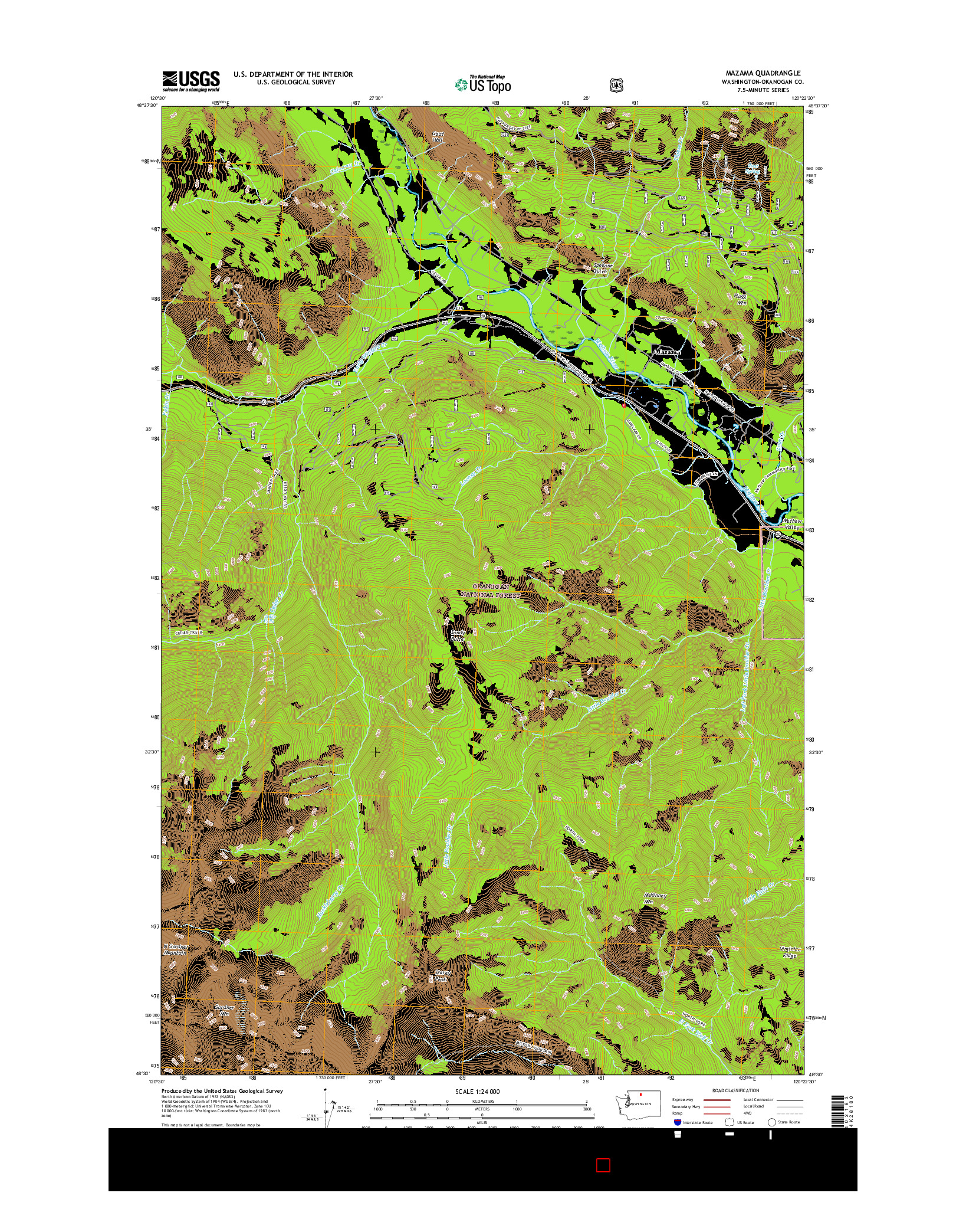 USGS US TOPO 7.5-MINUTE MAP FOR MAZAMA, WA 2017