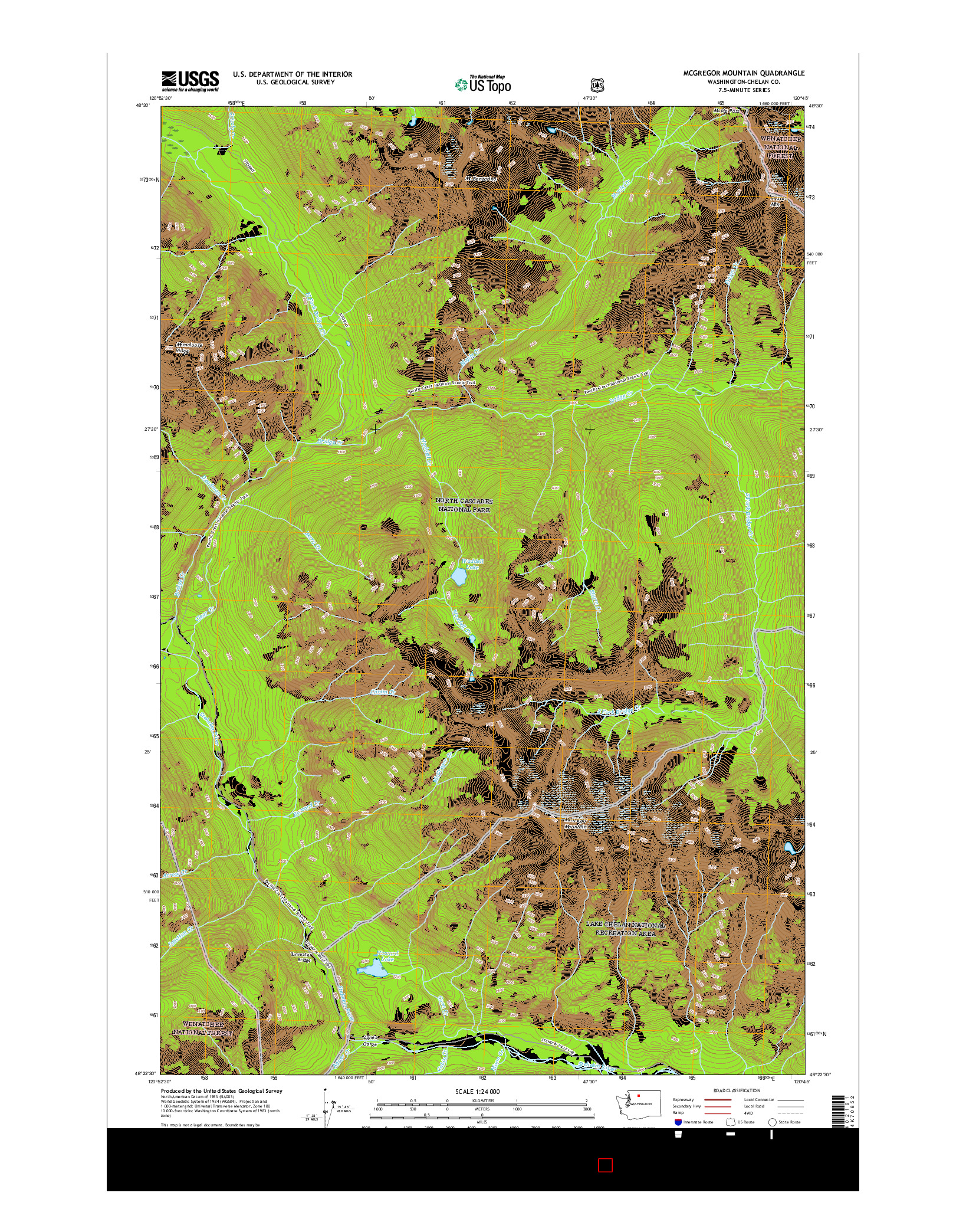 USGS US TOPO 7.5-MINUTE MAP FOR MCGREGOR MOUNTAIN, WA 2017