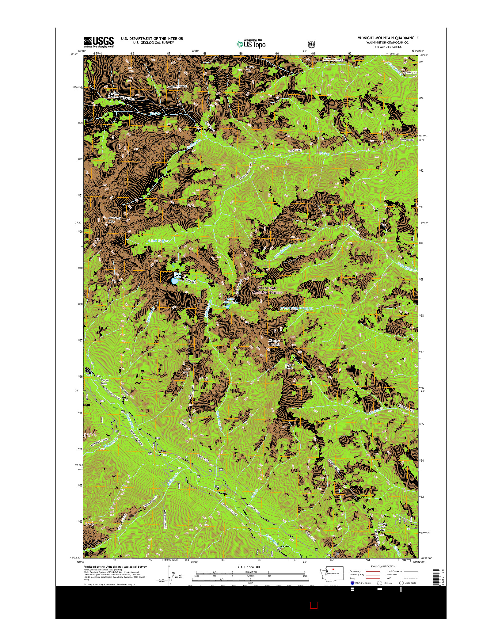 USGS US TOPO 7.5-MINUTE MAP FOR MIDNIGHT MOUNTAIN, WA 2017