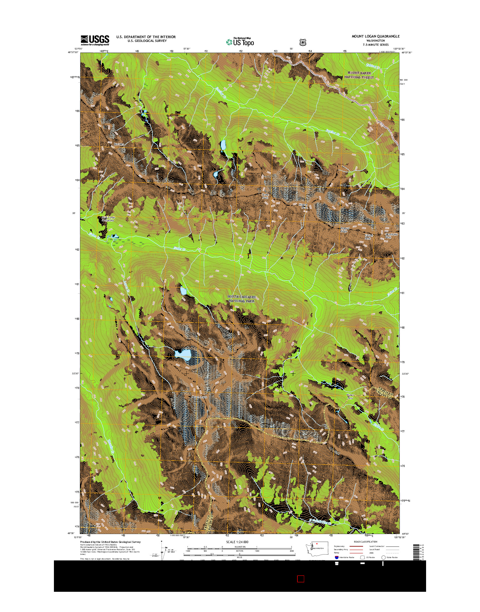 USGS US TOPO 7.5-MINUTE MAP FOR MOUNT LOGAN, WA 2017