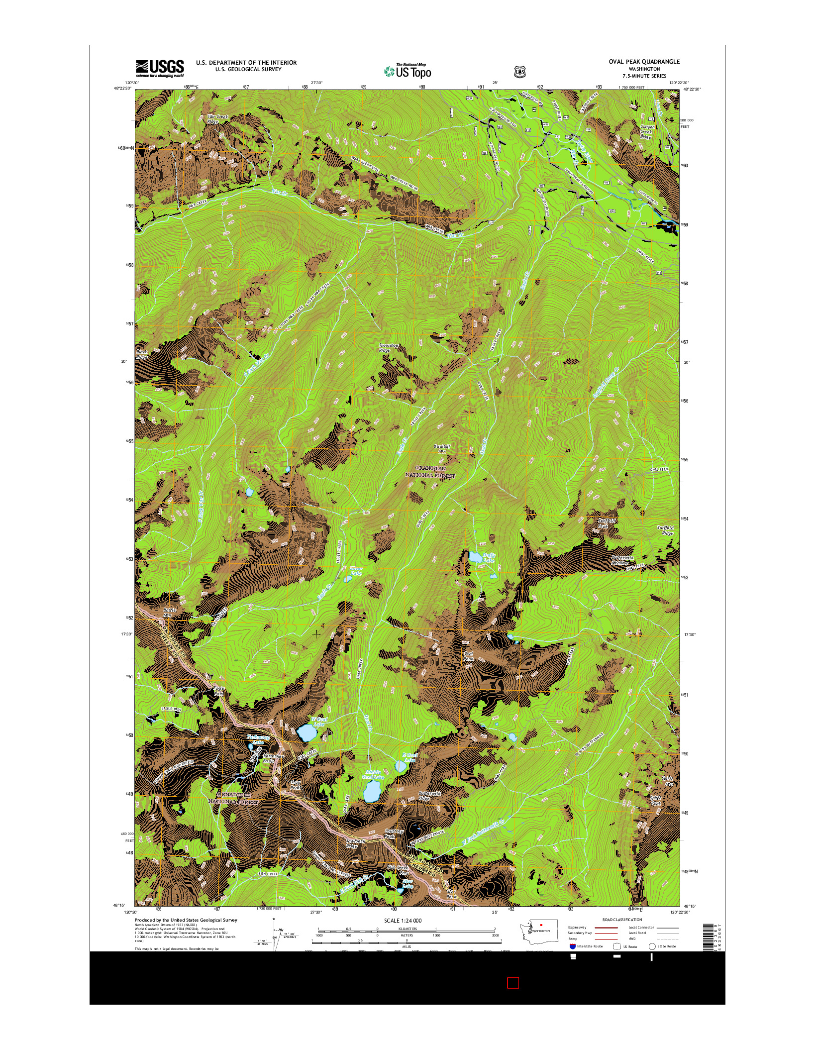 USGS US TOPO 7.5-MINUTE MAP FOR OVAL PEAK, WA 2017