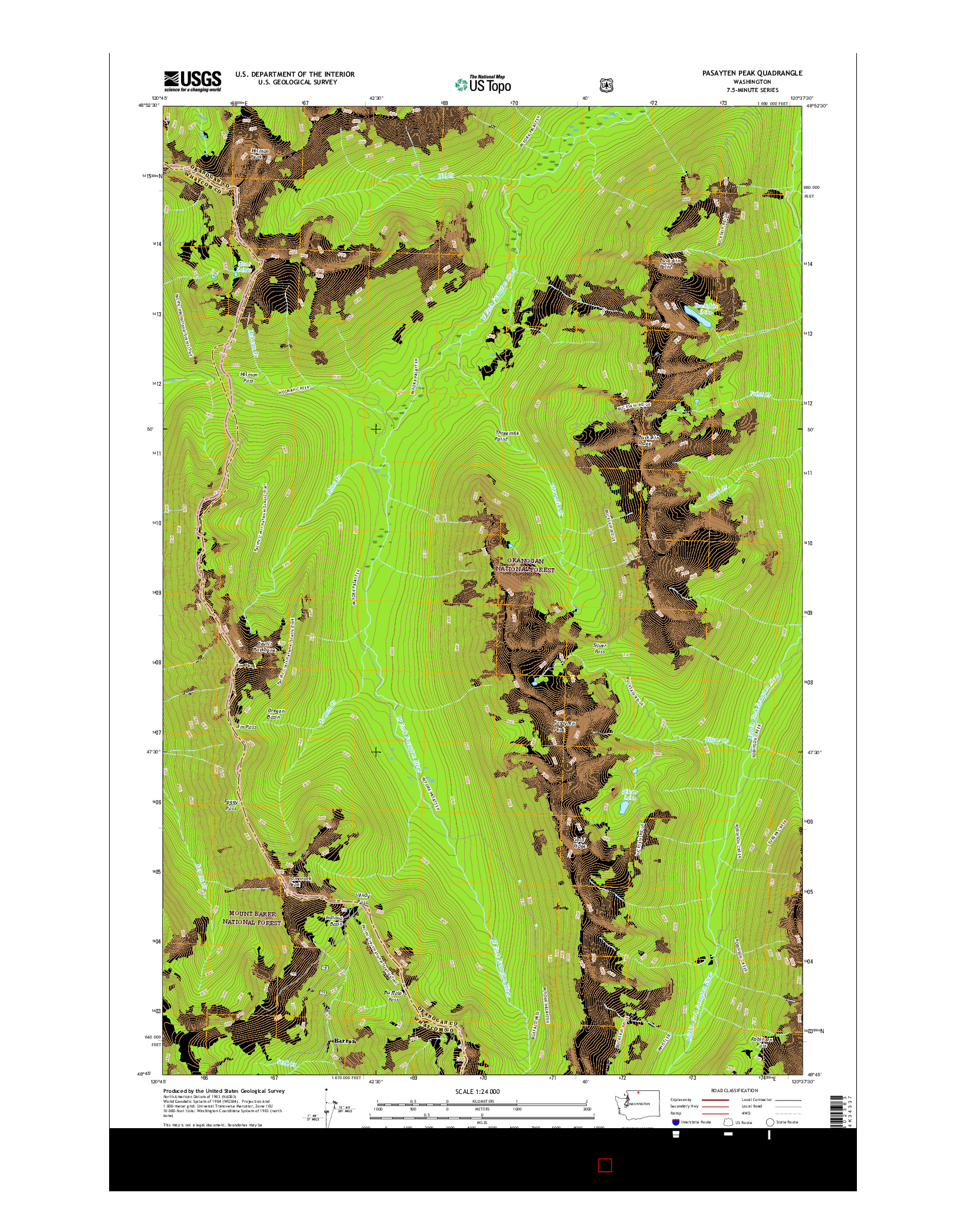 USGS US TOPO 7.5-MINUTE MAP FOR PASAYTEN PEAK, WA 2017