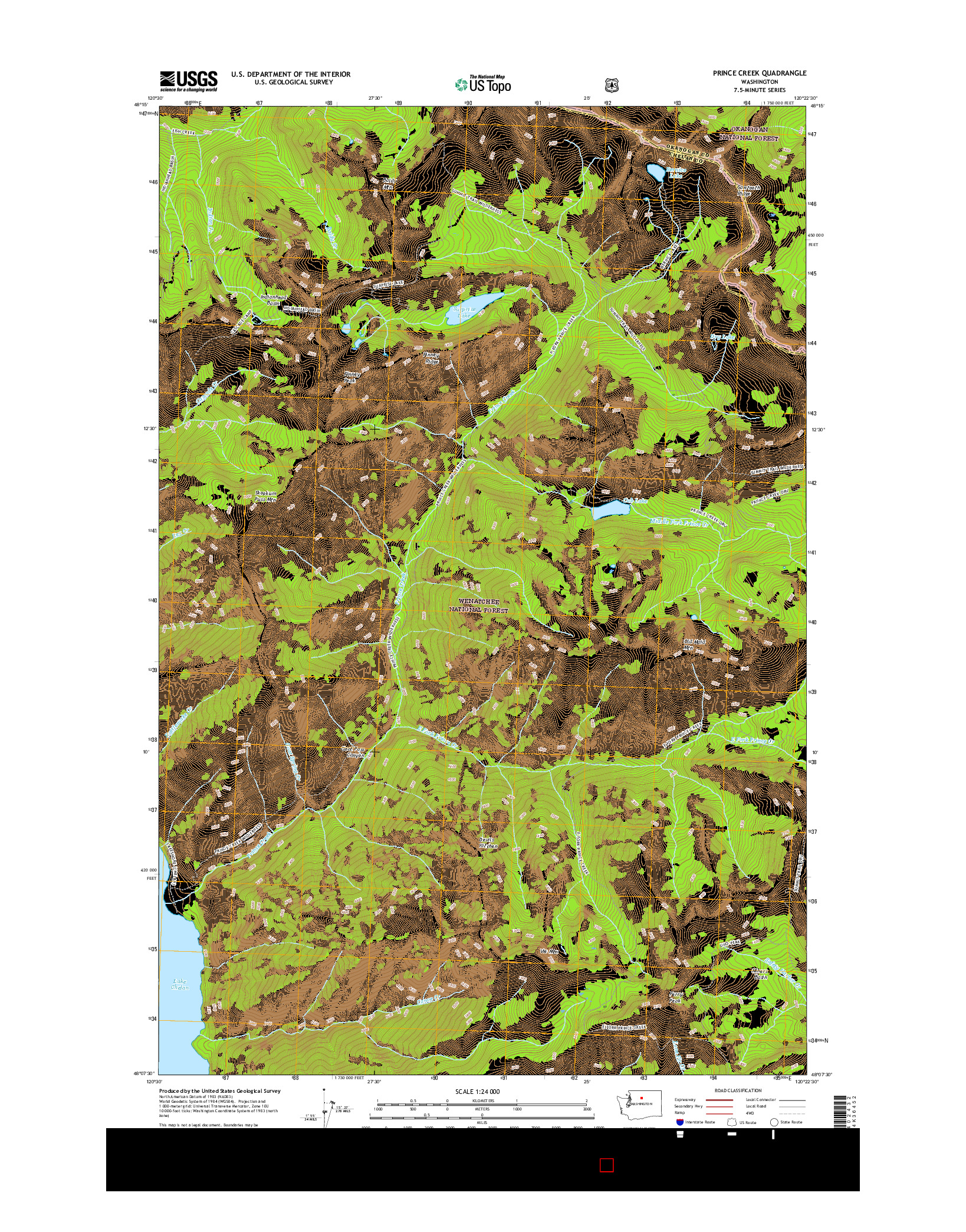 USGS US TOPO 7.5-MINUTE MAP FOR PRINCE CREEK, WA 2017